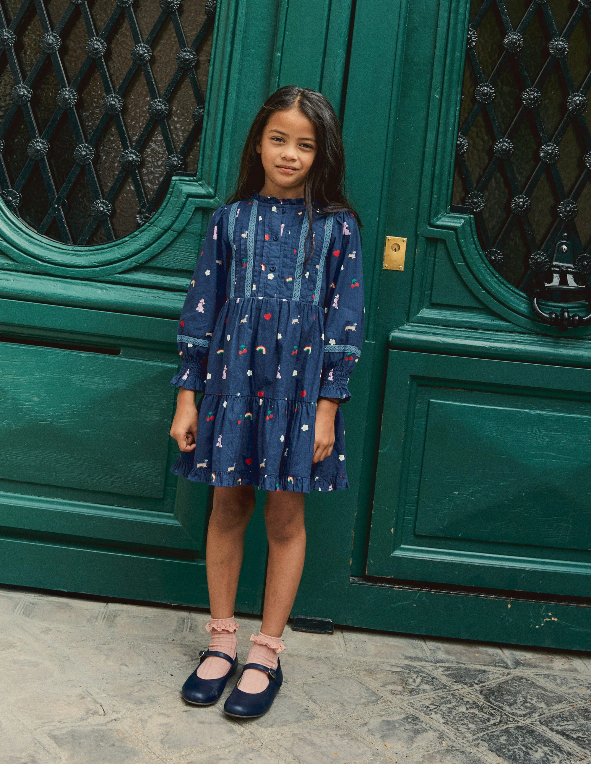 Gewebtes Kleid mit Spitzendetail-Steuerbordblau Paris - Image 4