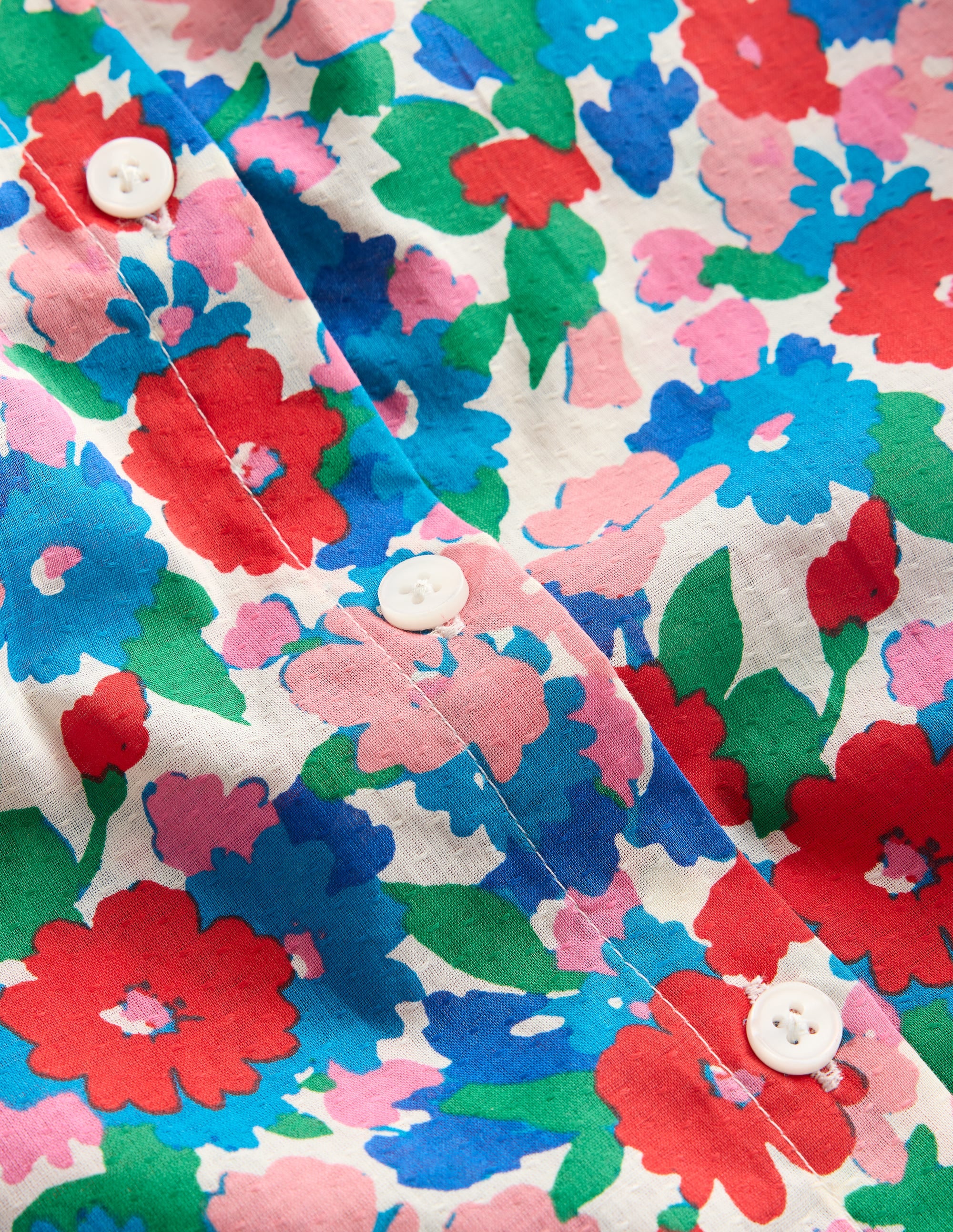 Gewebtes Oberteil mit Kragen-Bunt Blumenstrauß - Image 3
