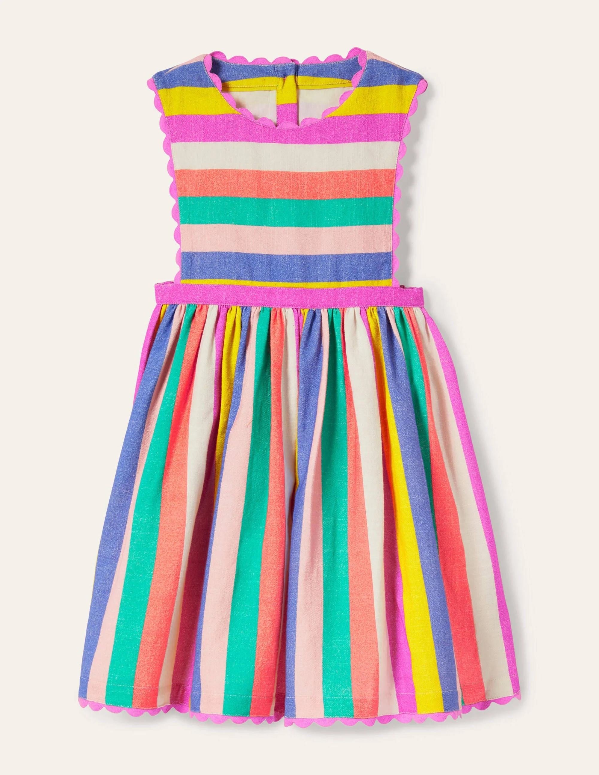 Gewebtes Schürzenkleid-Bunt, Gestreift