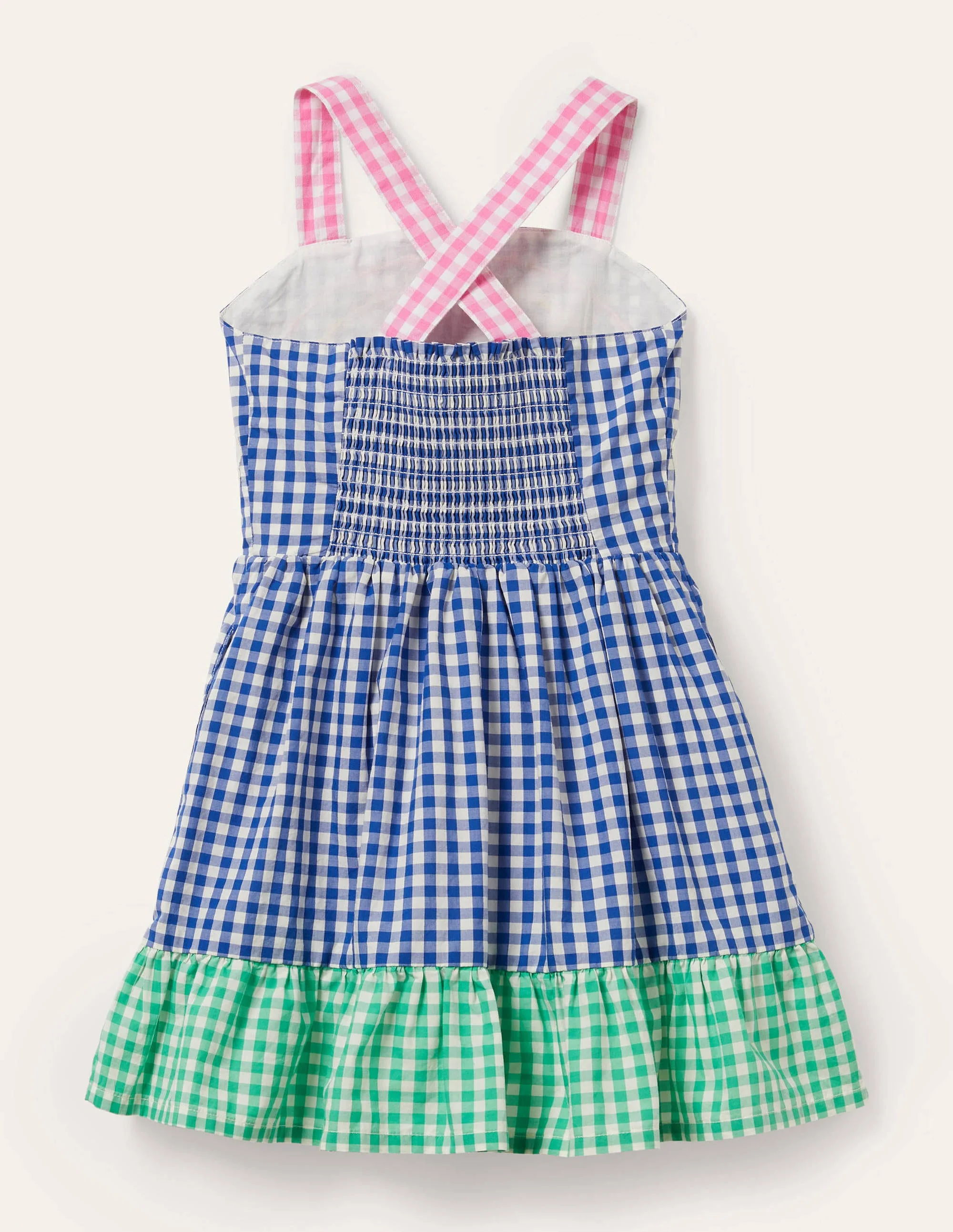 Gewebtes Sommerkleid mit Vichykaros-Bunt, Regenbogenszene - Image 2