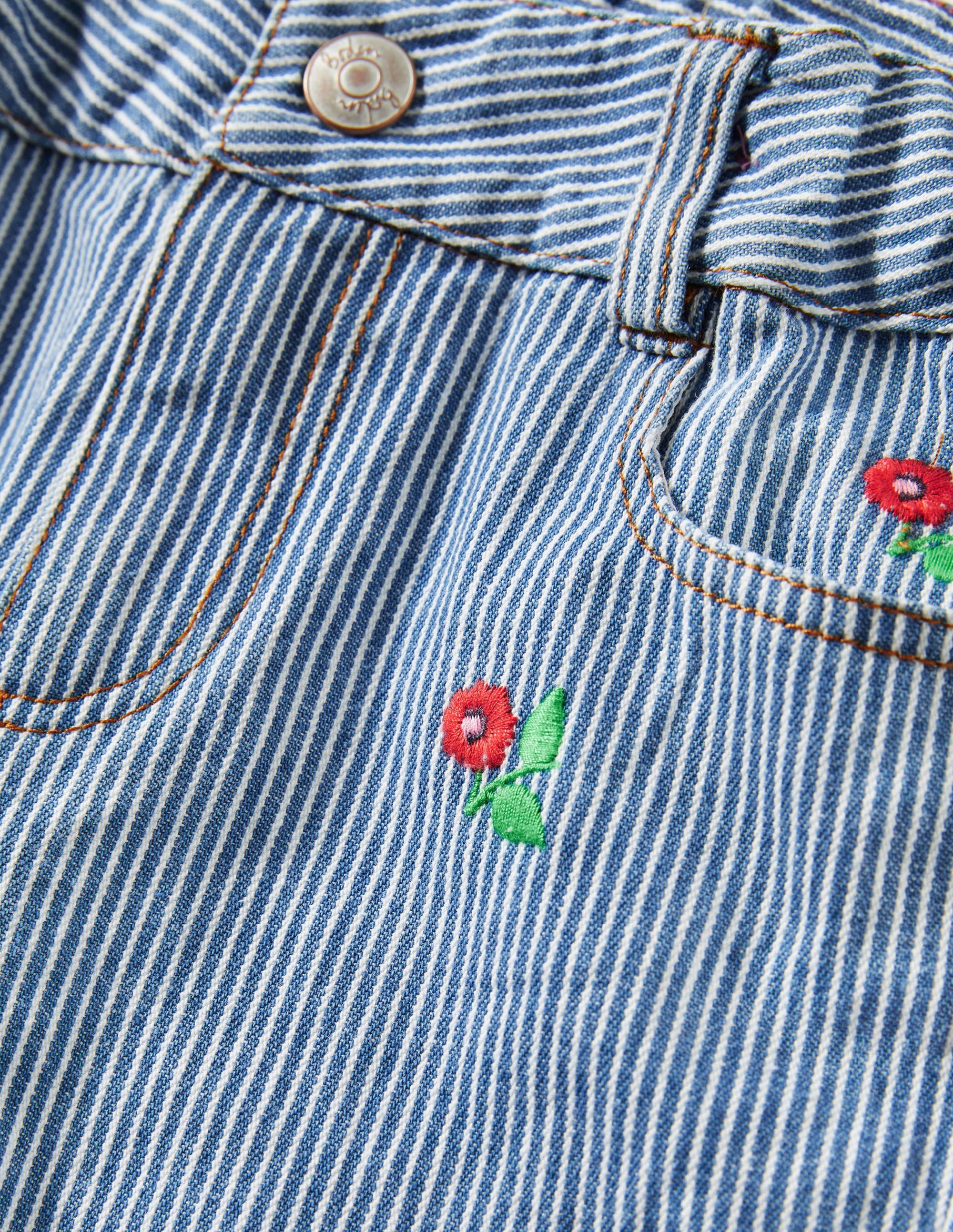 Girlfriend-Jeans-Blumenstickerei/Feine Streifen - Image 3