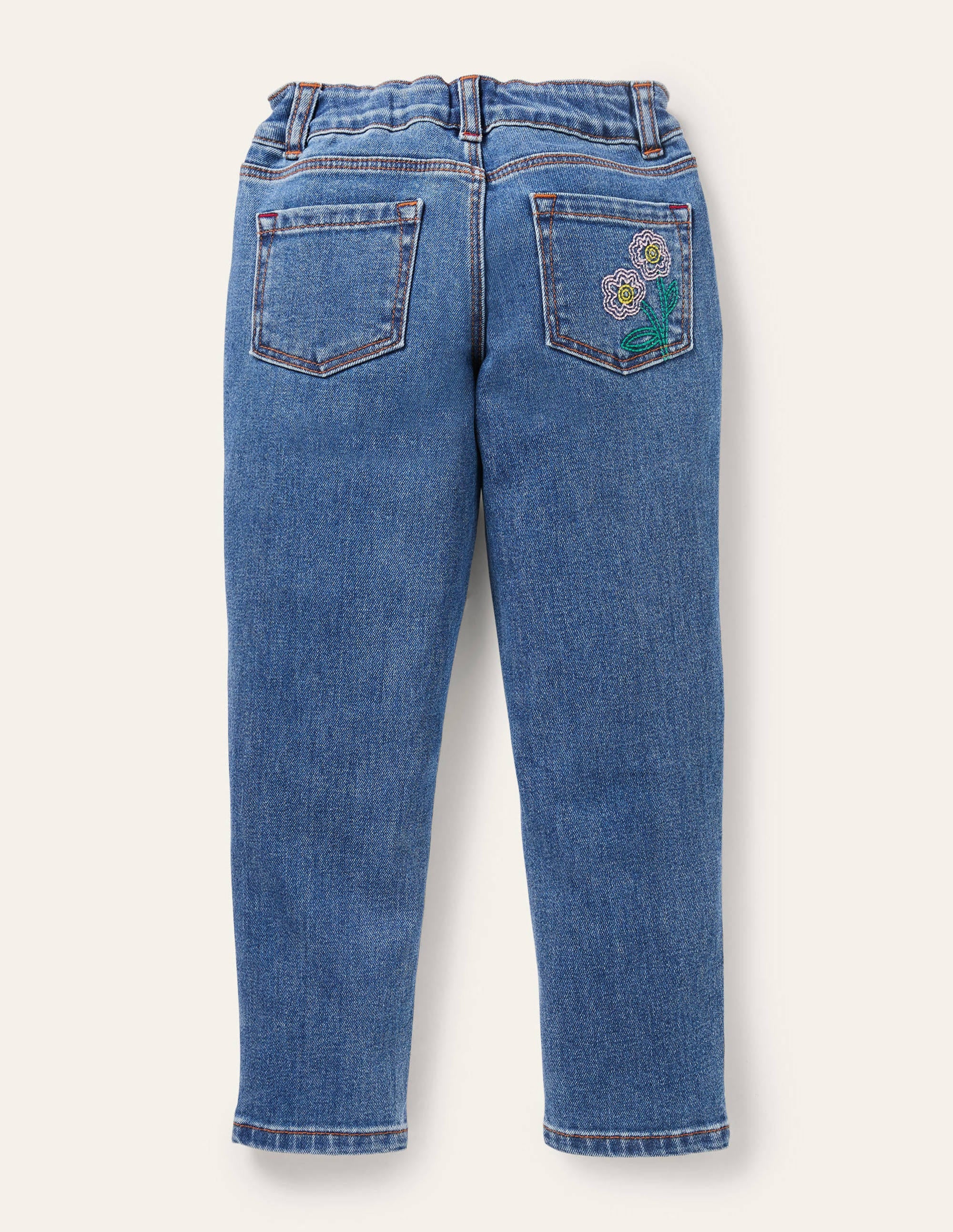 Girlfriend-Jeans-Helles Vintage-Denim, Blumen - Image 2