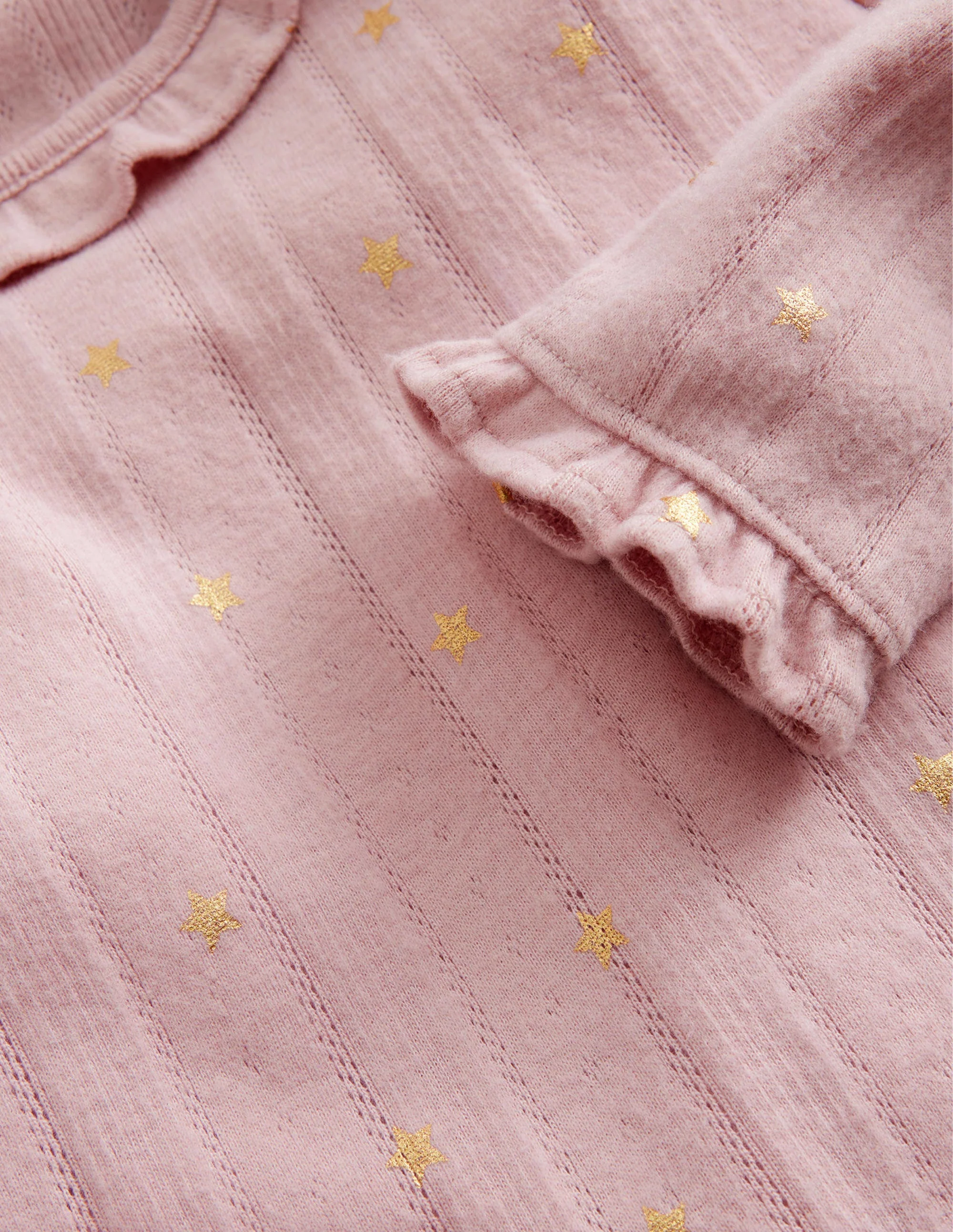 Glitzer-Pointelle mit Rüschen-Französisches Pink Goldene Sterne - Image 3