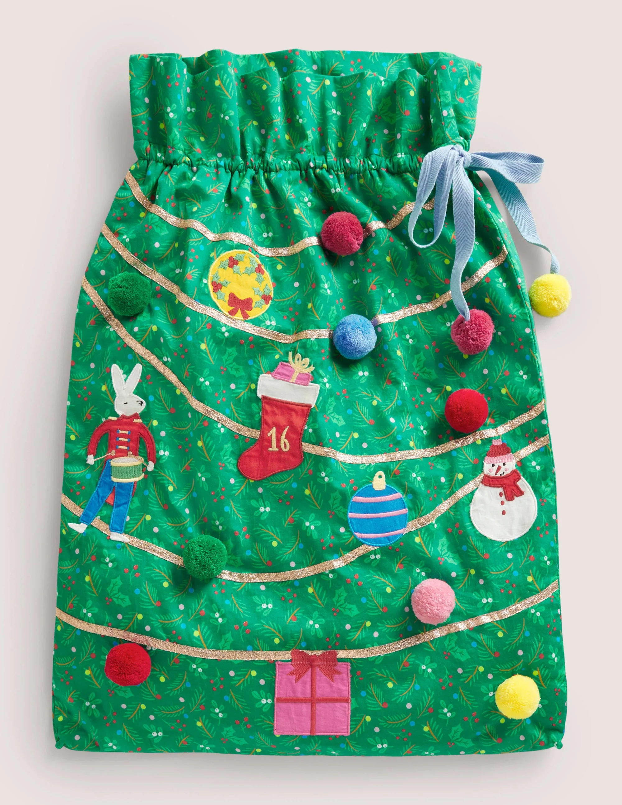 Green Embroidered Christmas Sack-Schottengrün