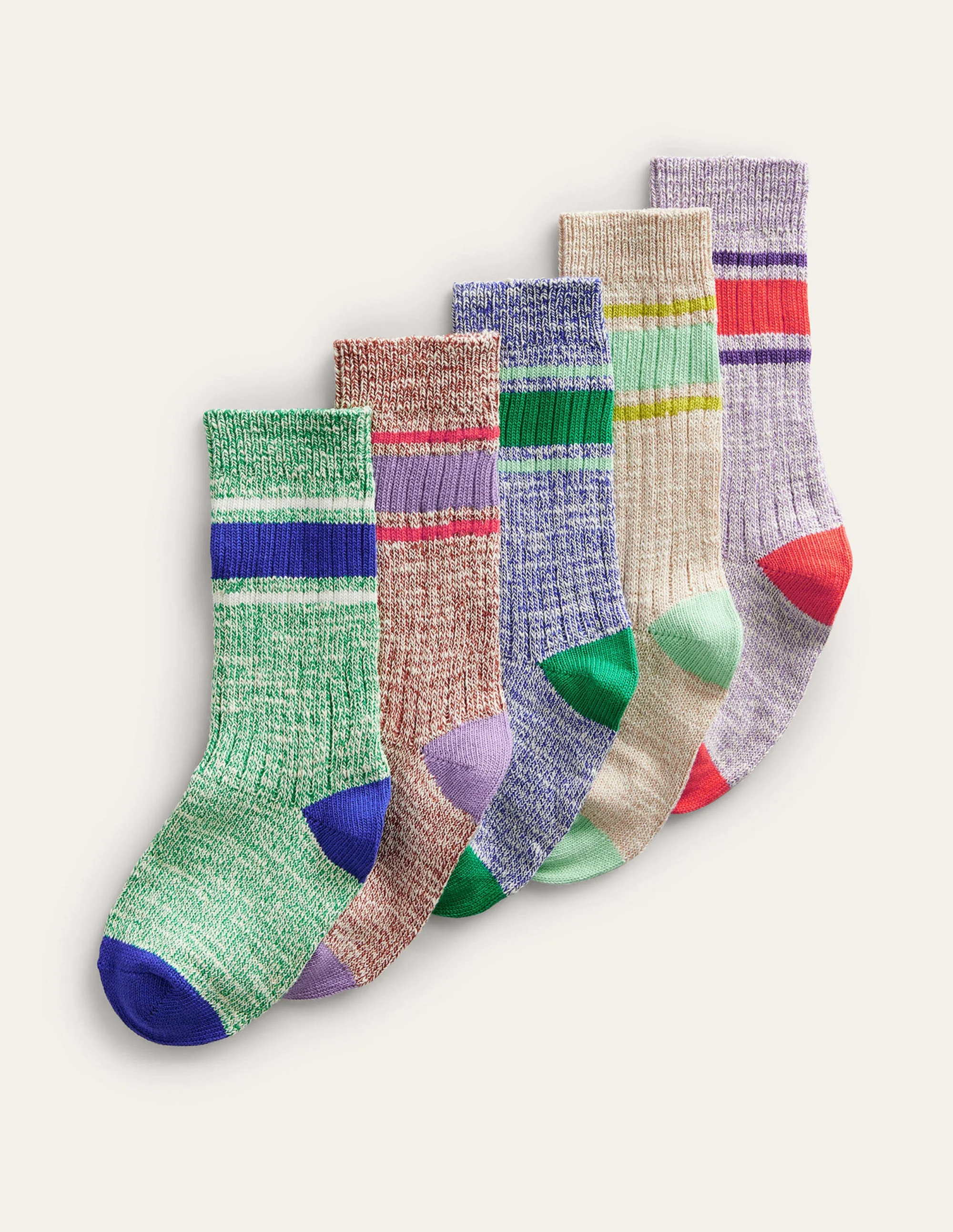 Grobgestrickte Socken im 5er-Pack-Bunt Gestreift