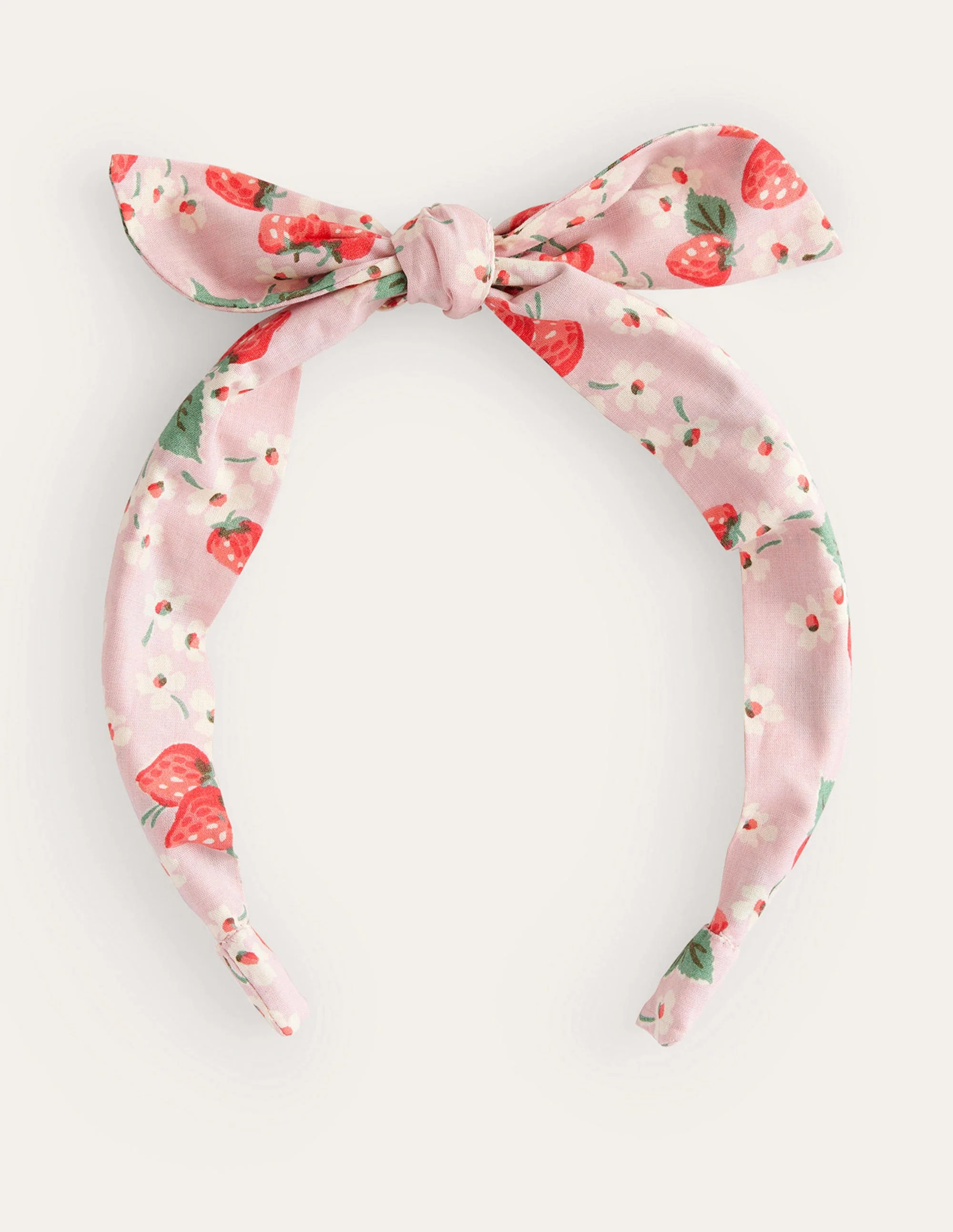 Haarreif mit Schleife-Rosa Erdbeeren