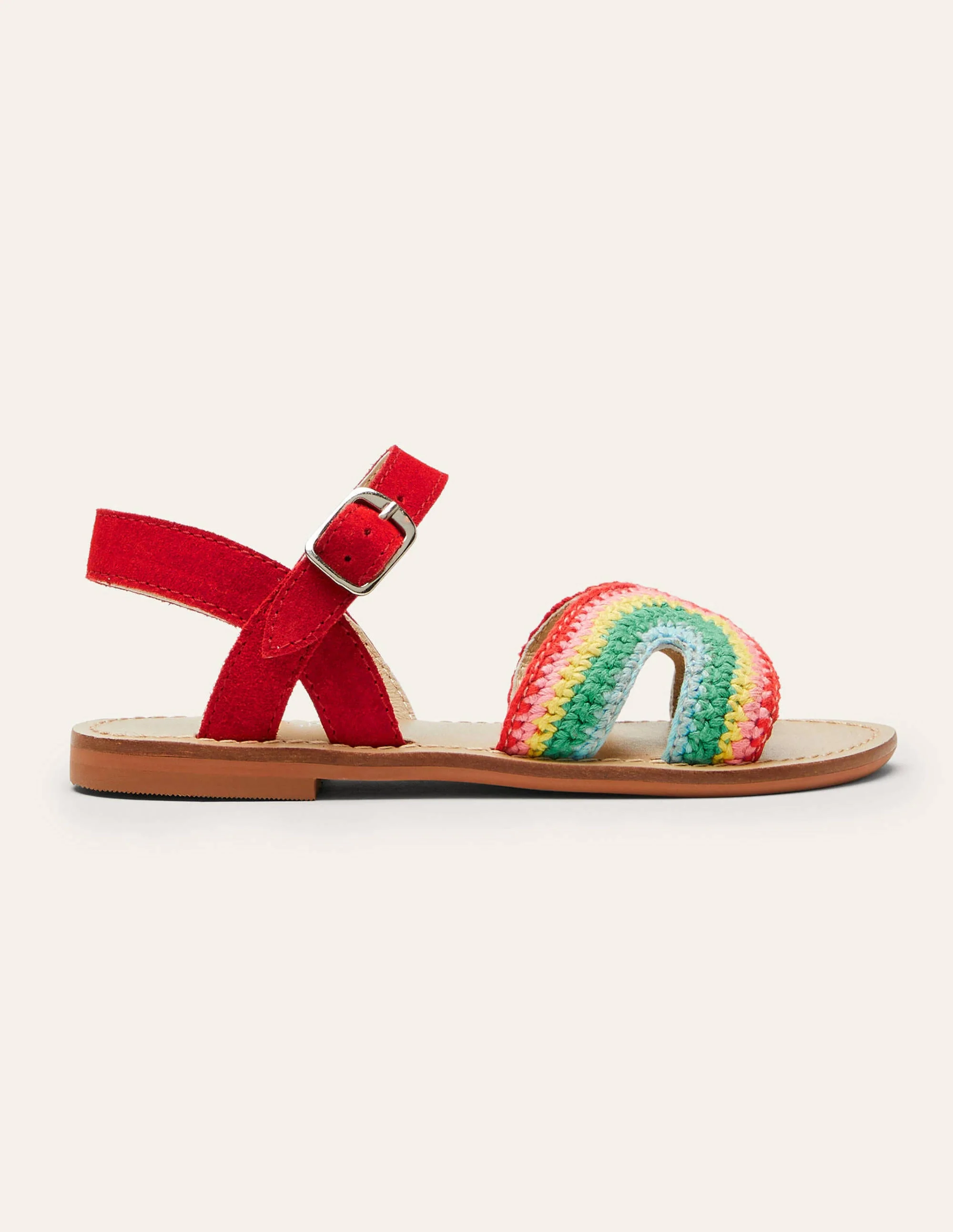 Häkelsandalen-Regenbogen/Rot - Image 2