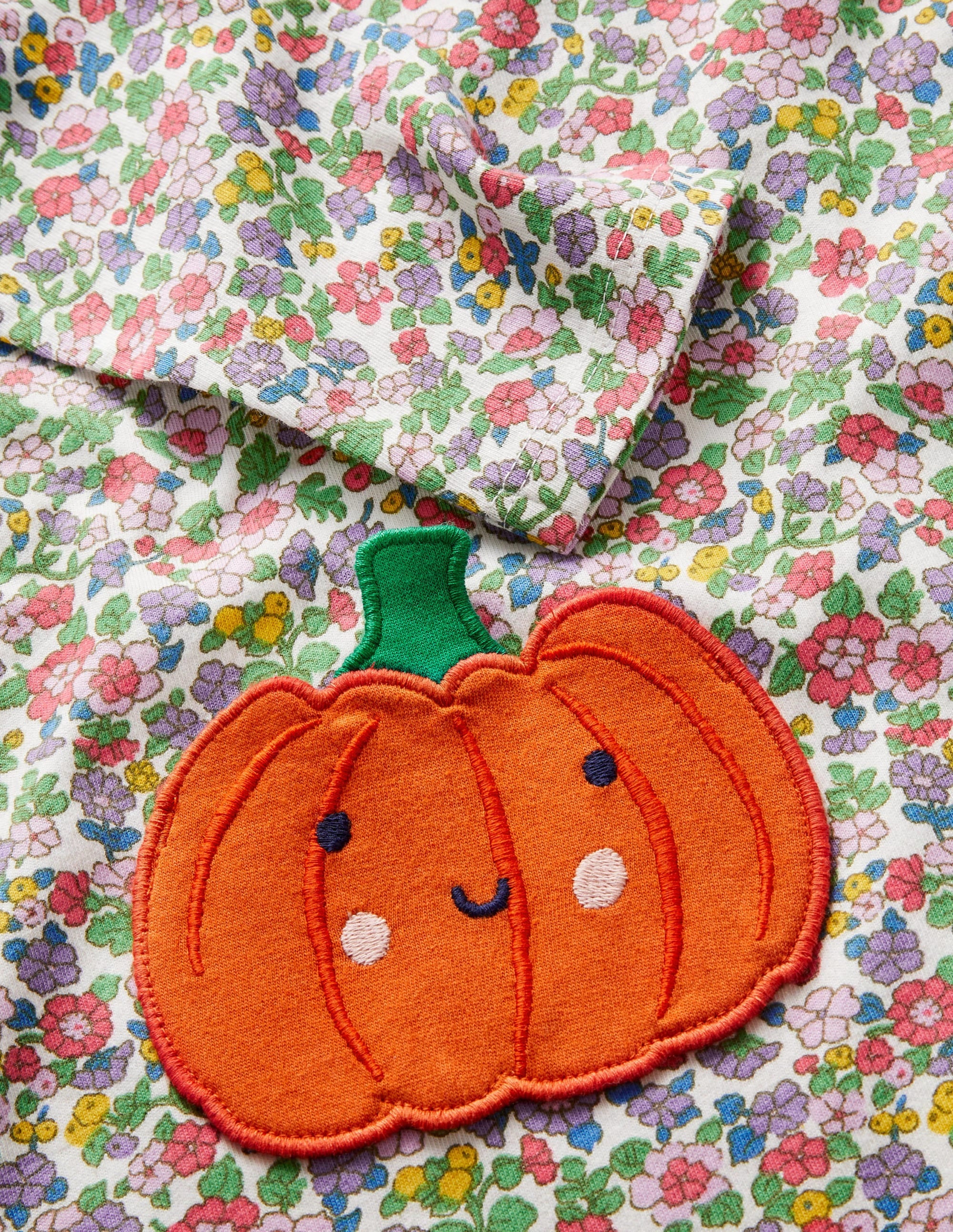 Halloween Pumpkin Pocket Floral Dress-Naturweiß, Vintage-Blumenmuster/Kürbis - Image 3