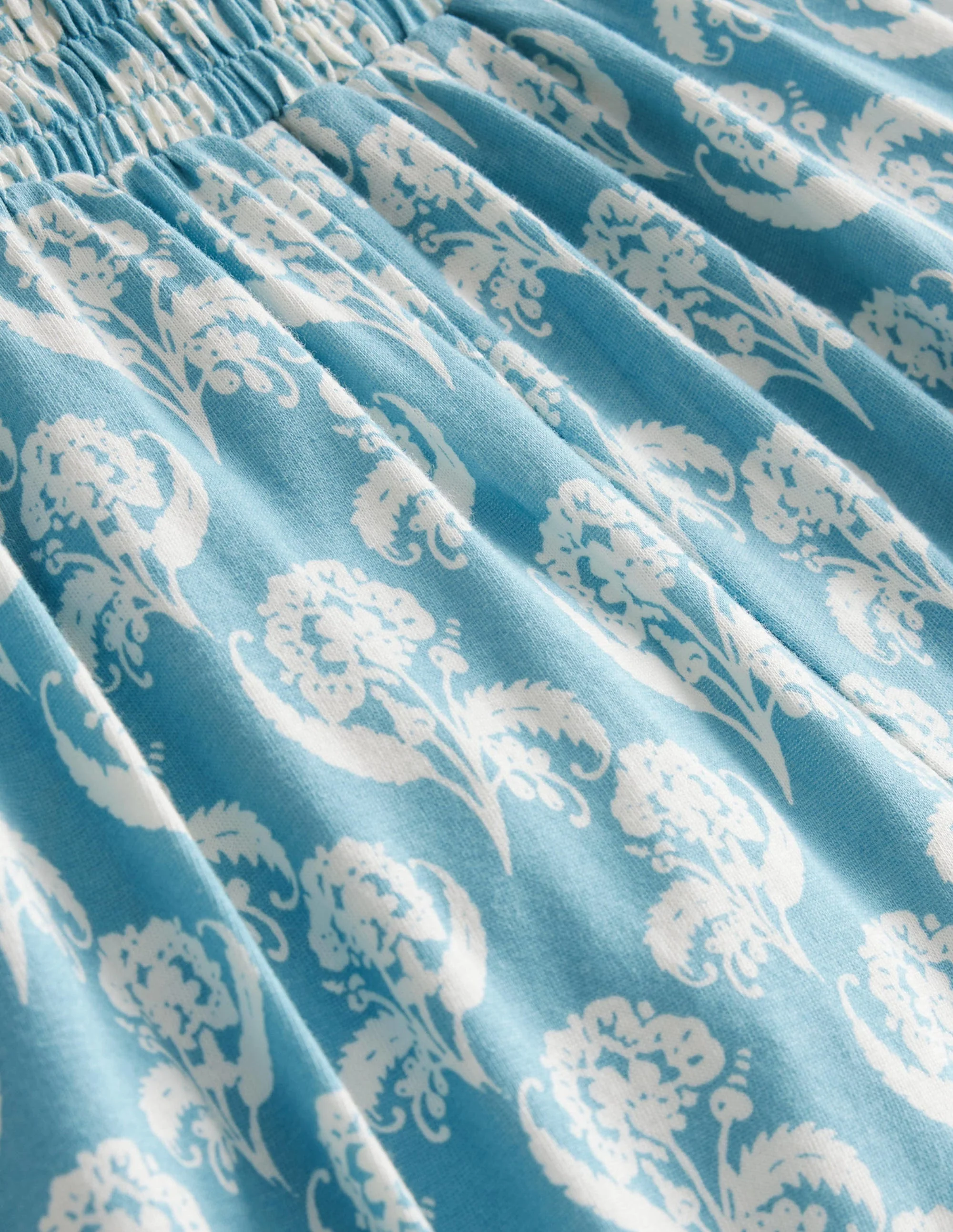 Haremshose aus Jersey-Blau Woodblock Blumen - Image 3