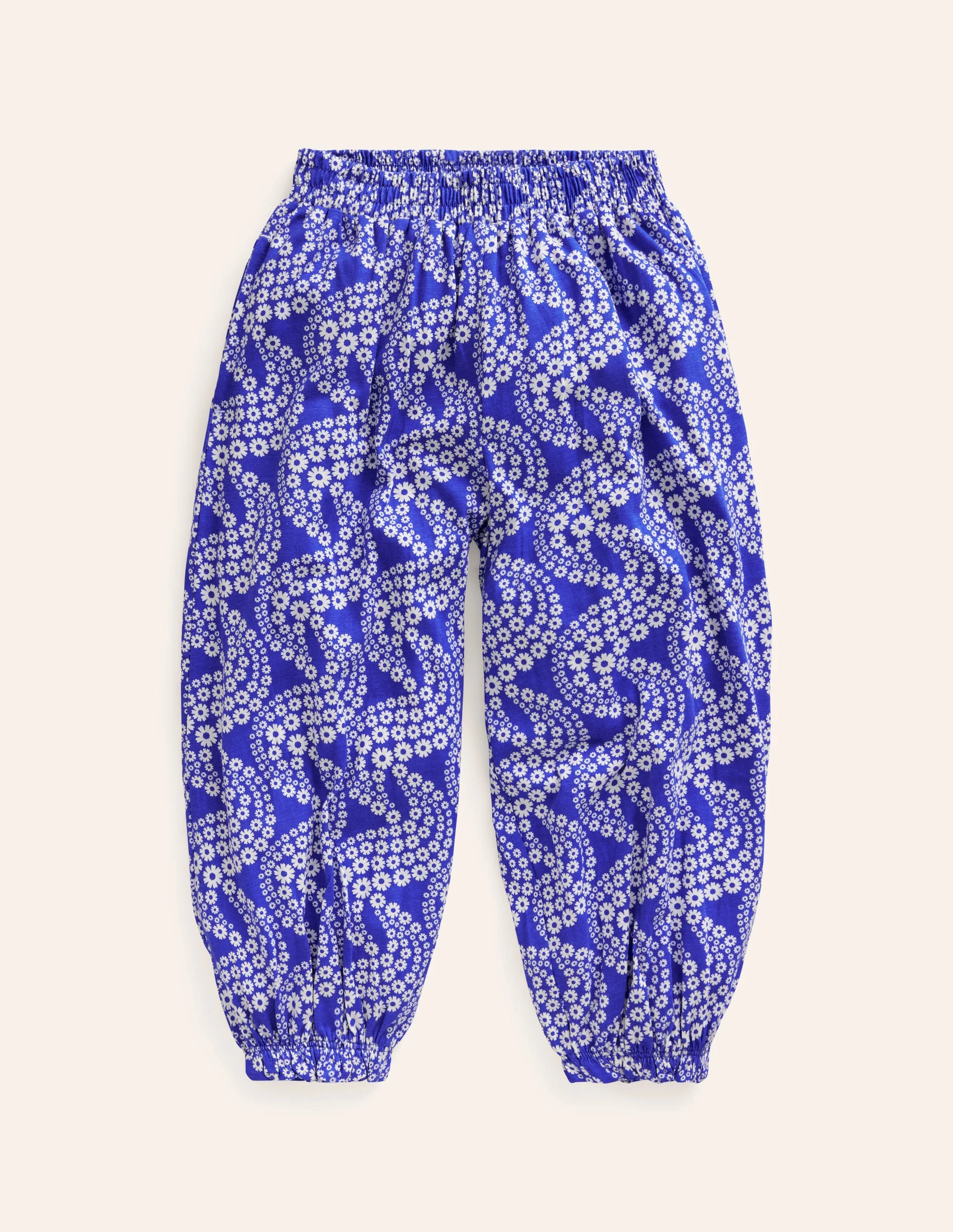 Haremshose aus Jersey-Griechisch-Blau Welle
