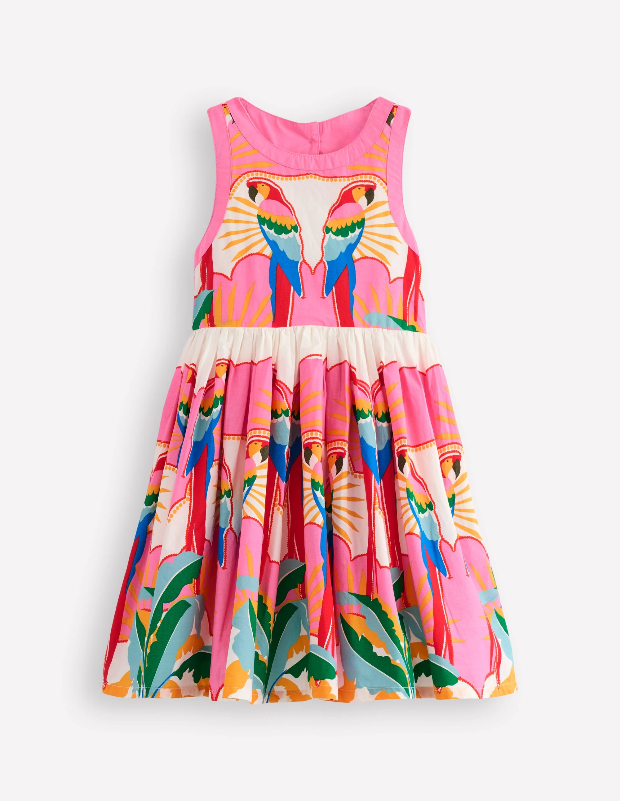 Harlow Kleid mit Rückendetail-Bunt Papagei