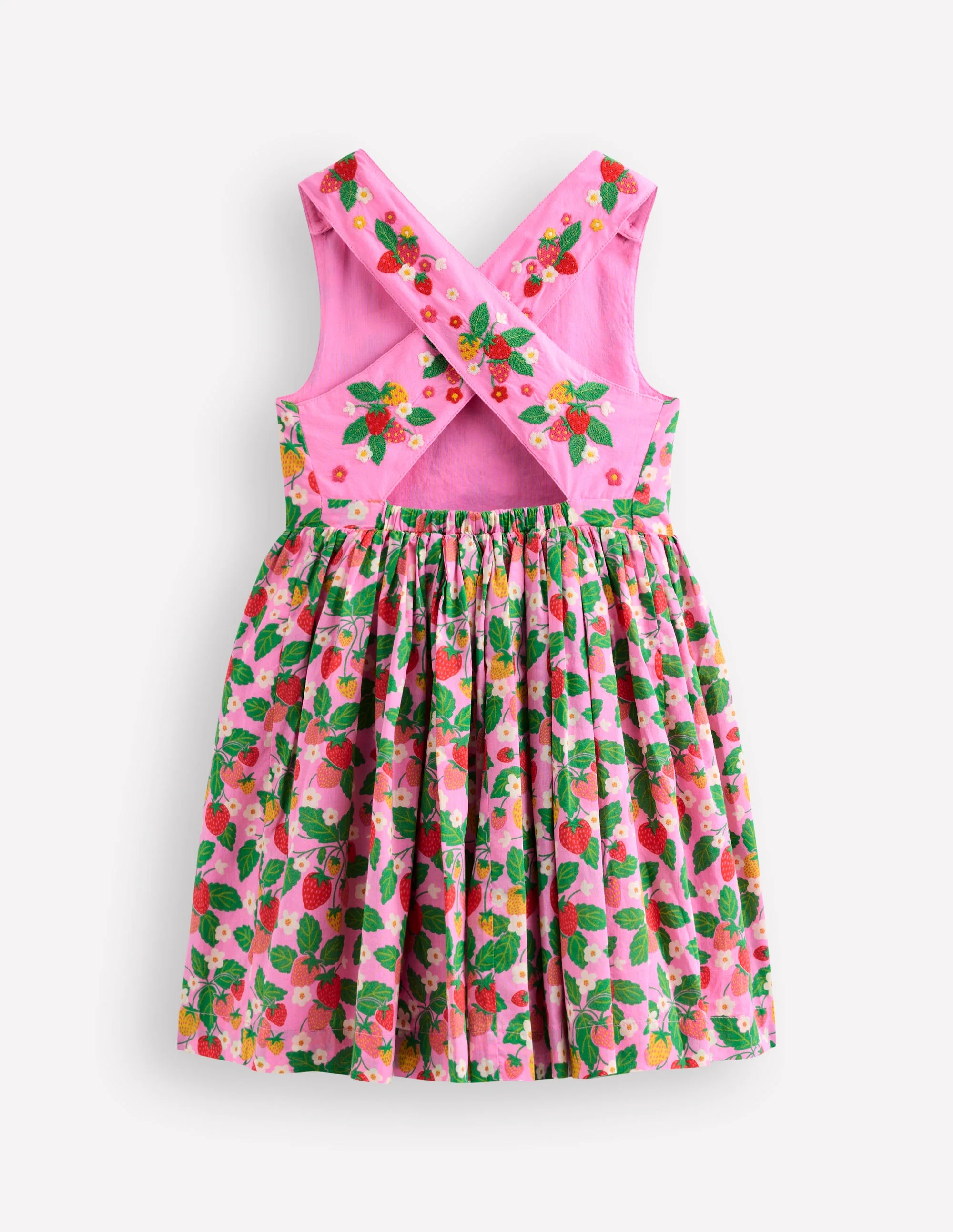 Harper Kleid mit gekreuzten Rückenträgern-Kosmos-Rosa Erdbeer-Aufnäher - Image 2