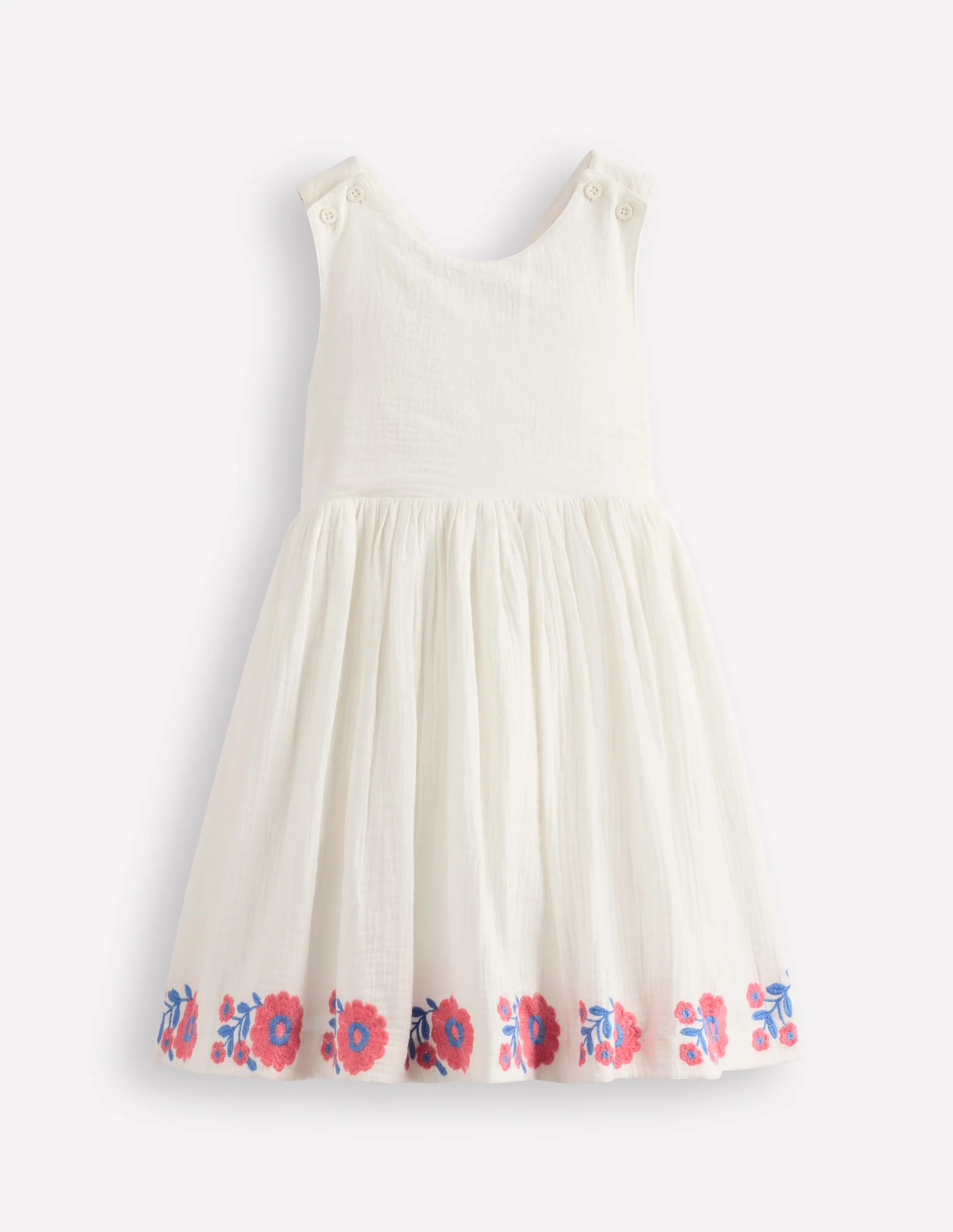 Harper Kleid mit gekreuzten Rückenträgern-Weiß mit Stickerei - Image 4
