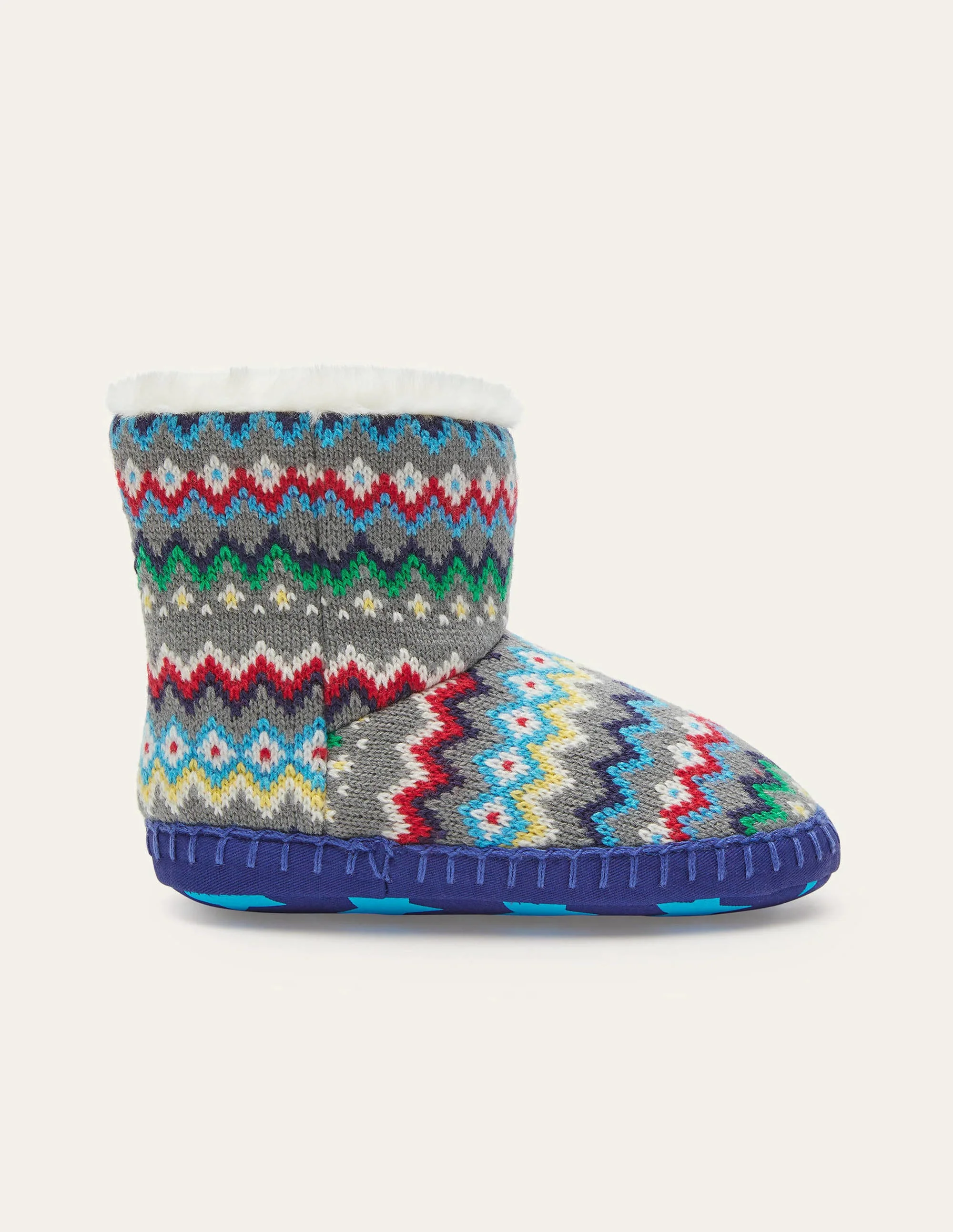 Hausschuhstiefel-Grau, Fair-Isle-Muster - Image 2