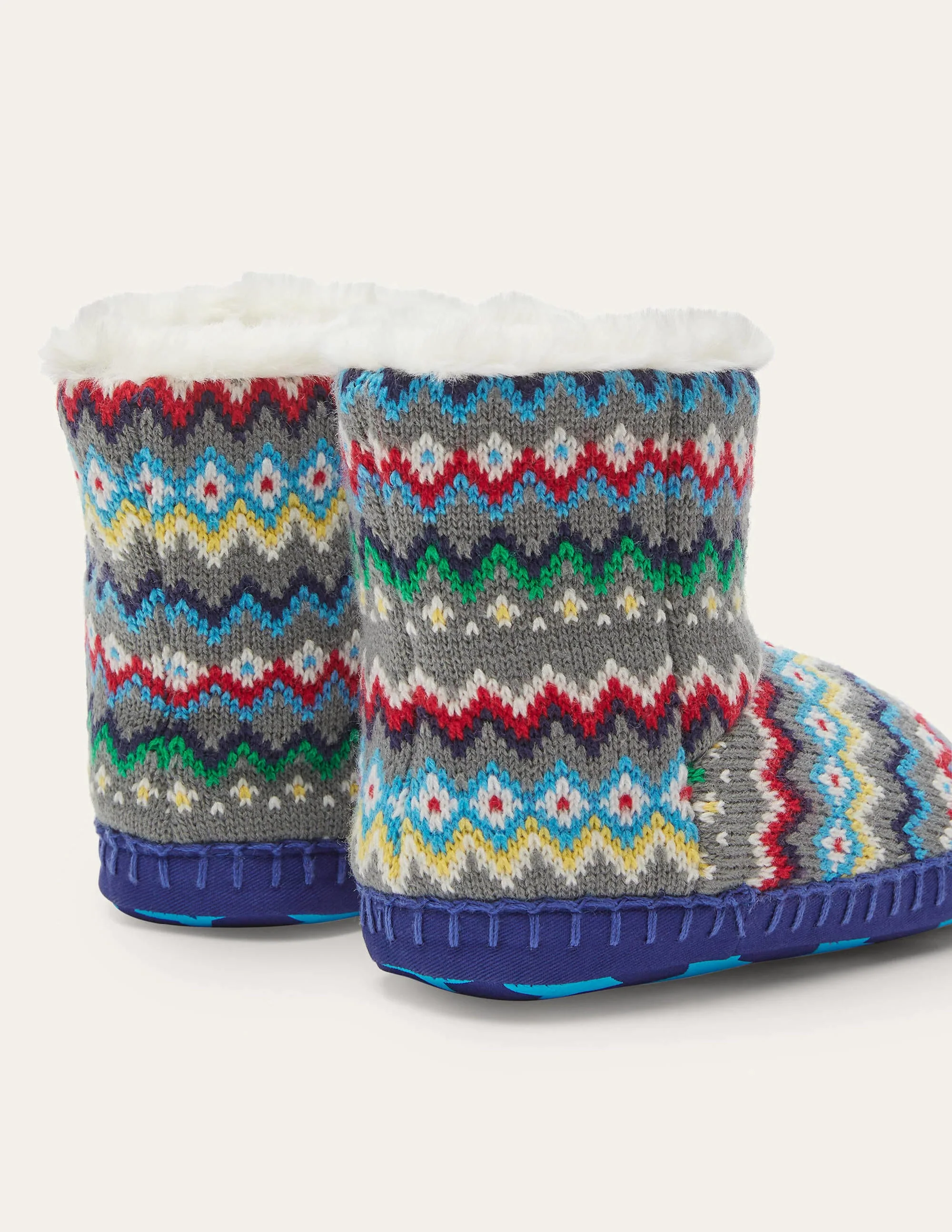 Hausschuhstiefel-Grau, Fair-Isle-Muster - Image 3