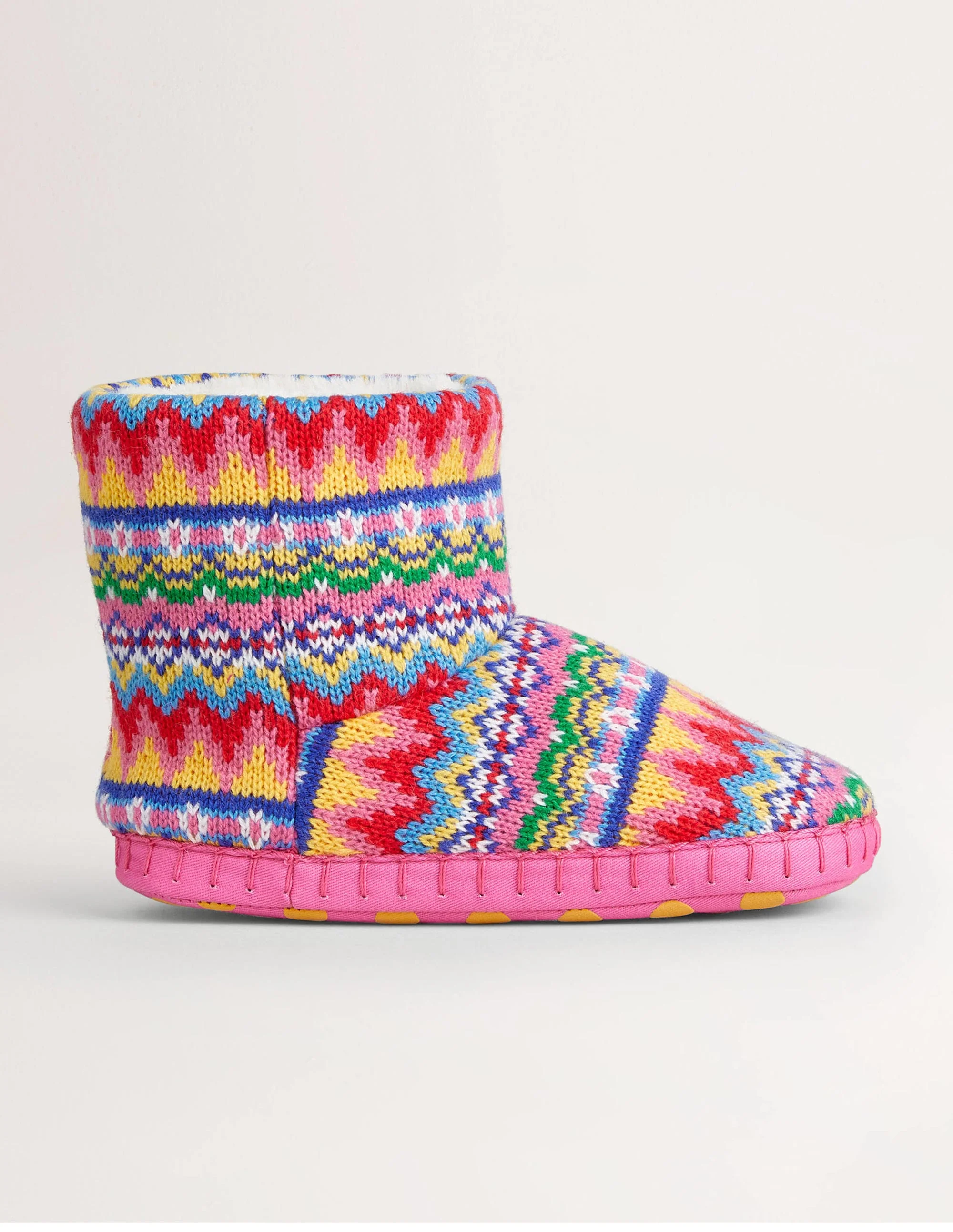 Hausschuhstiefel-Graublau, Fair-Isle-Muster