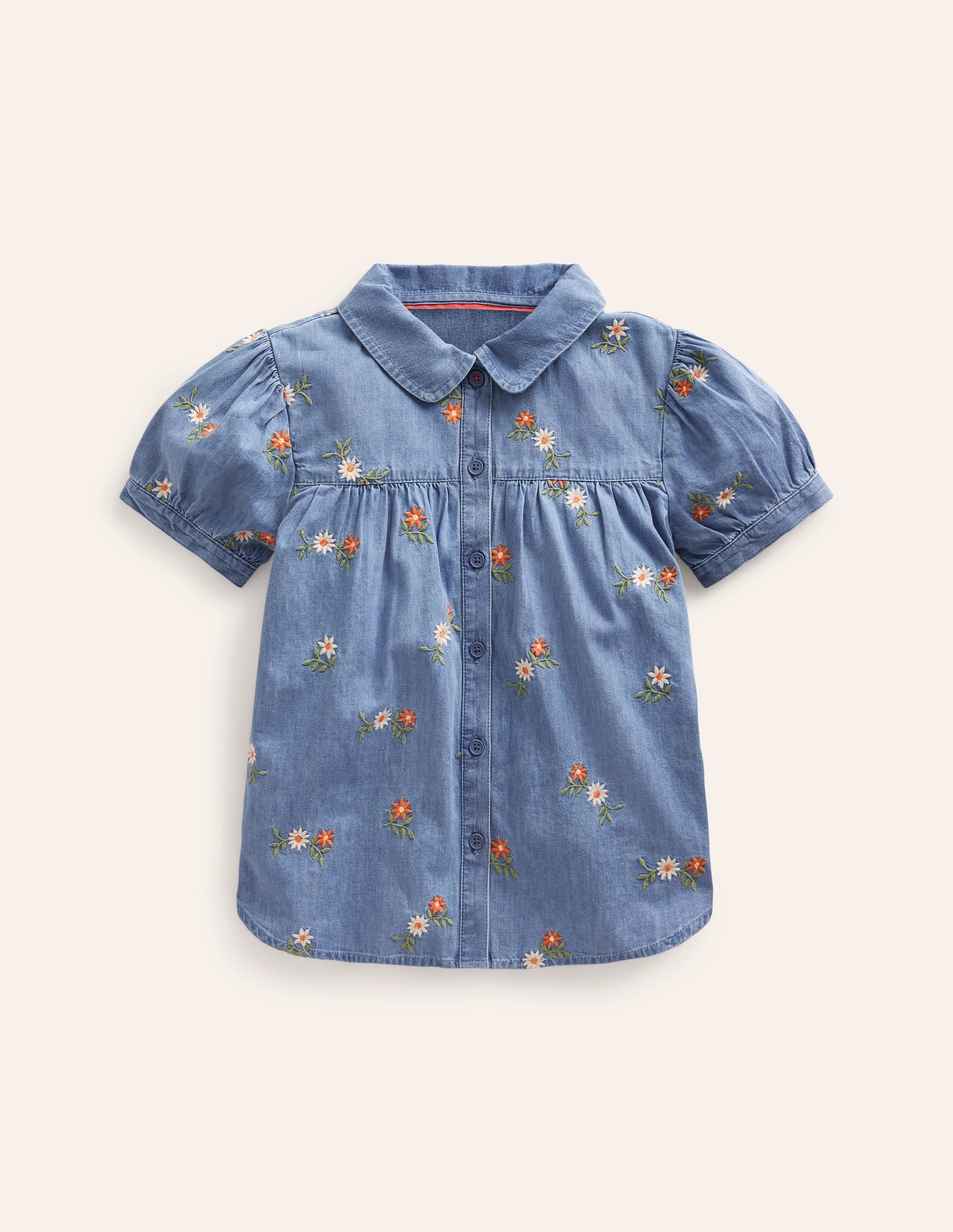Hemd mit Peter-Pan-Kragen-Medium Vintage Bestickt