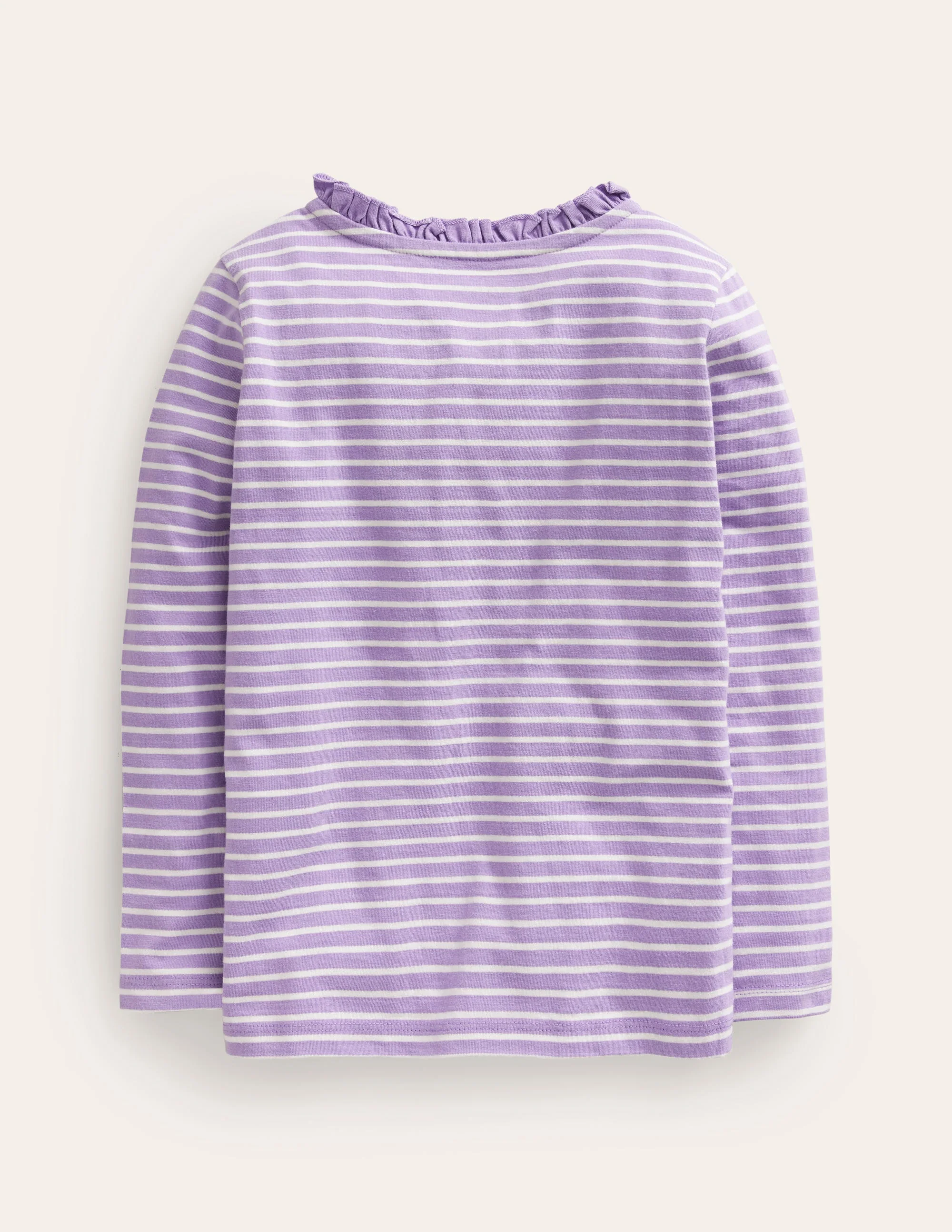 Henley Matrosenshirt mit Rüschen-Naturweiß/Lila - Image 2