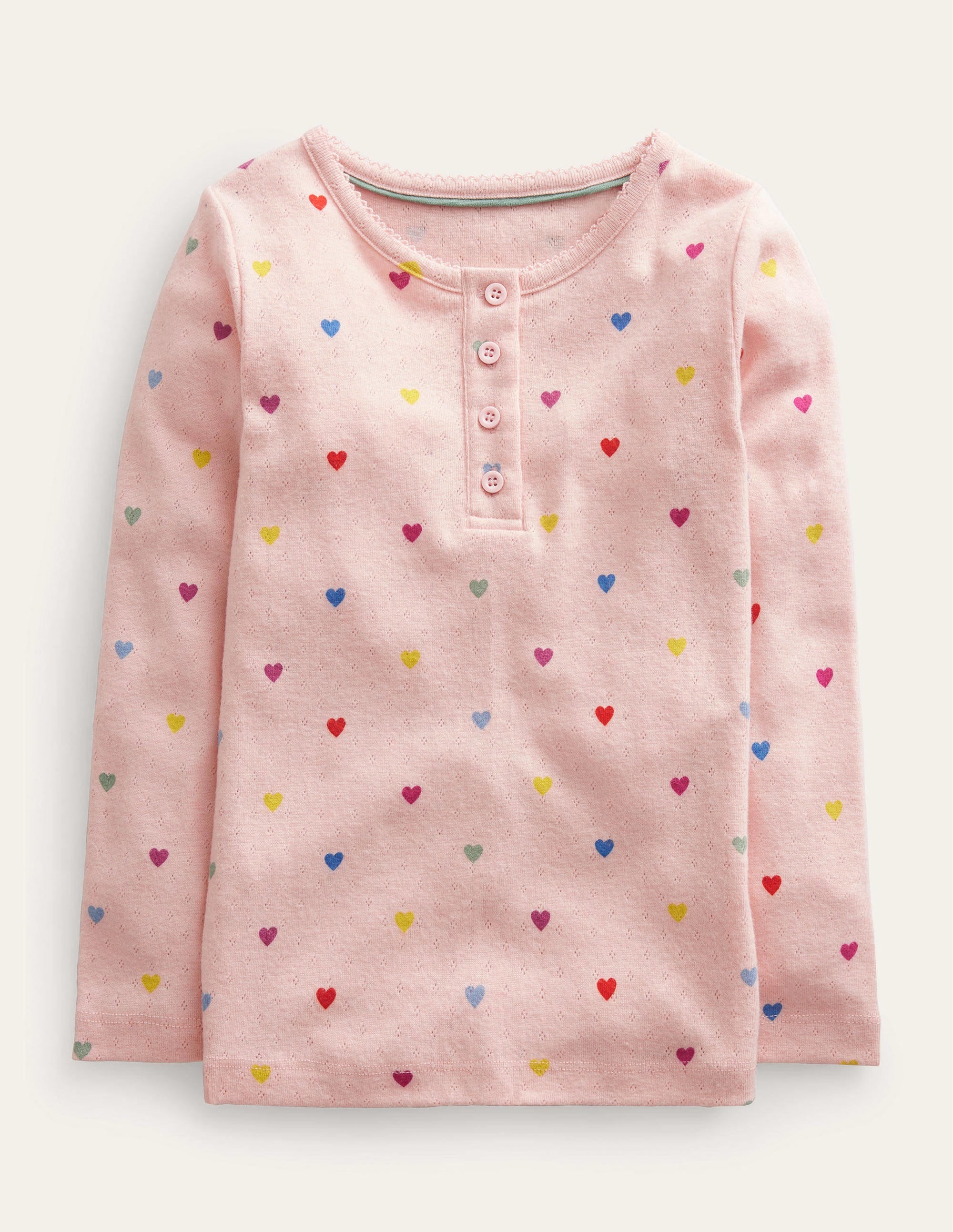Henley Pointelle-Oberteil-Provence Rosa Herzen