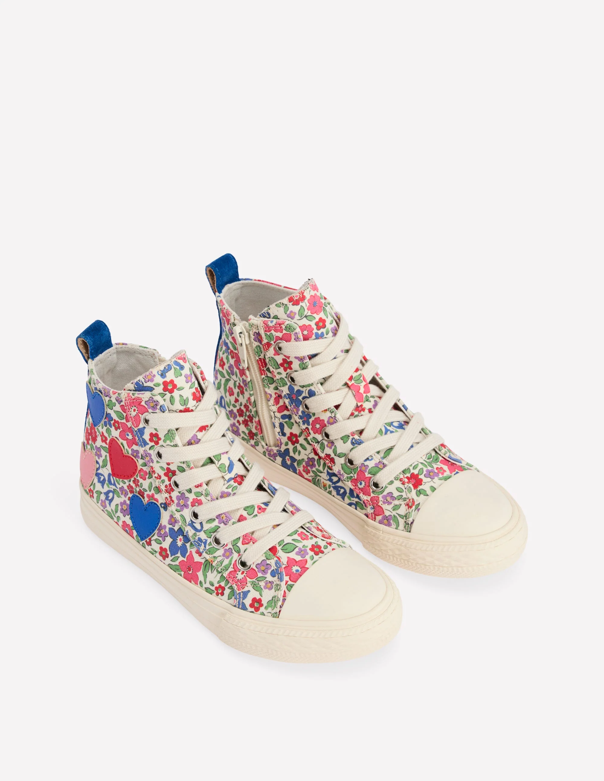 Hochgeschnittene Canvas-Sneaker-Blumenmuster Herzen - Image 2