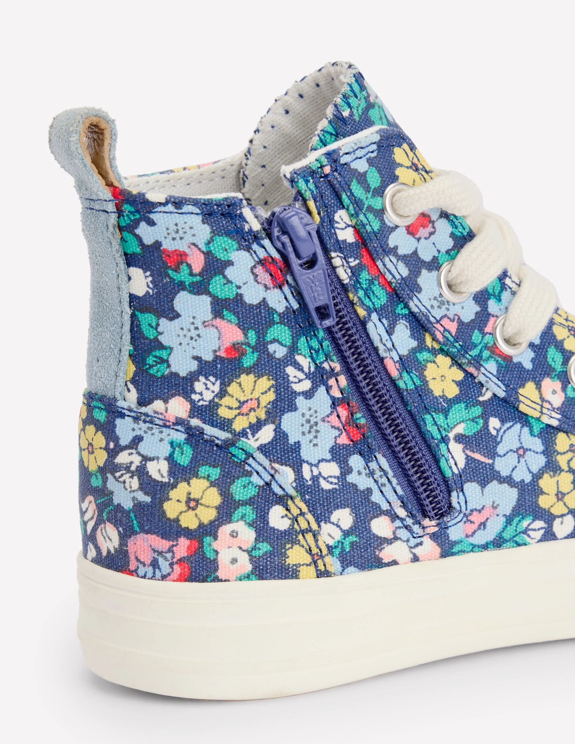 Hochgeschnittene Canvas-Sneaker-Saphirblau Blumenmuster - Image 3