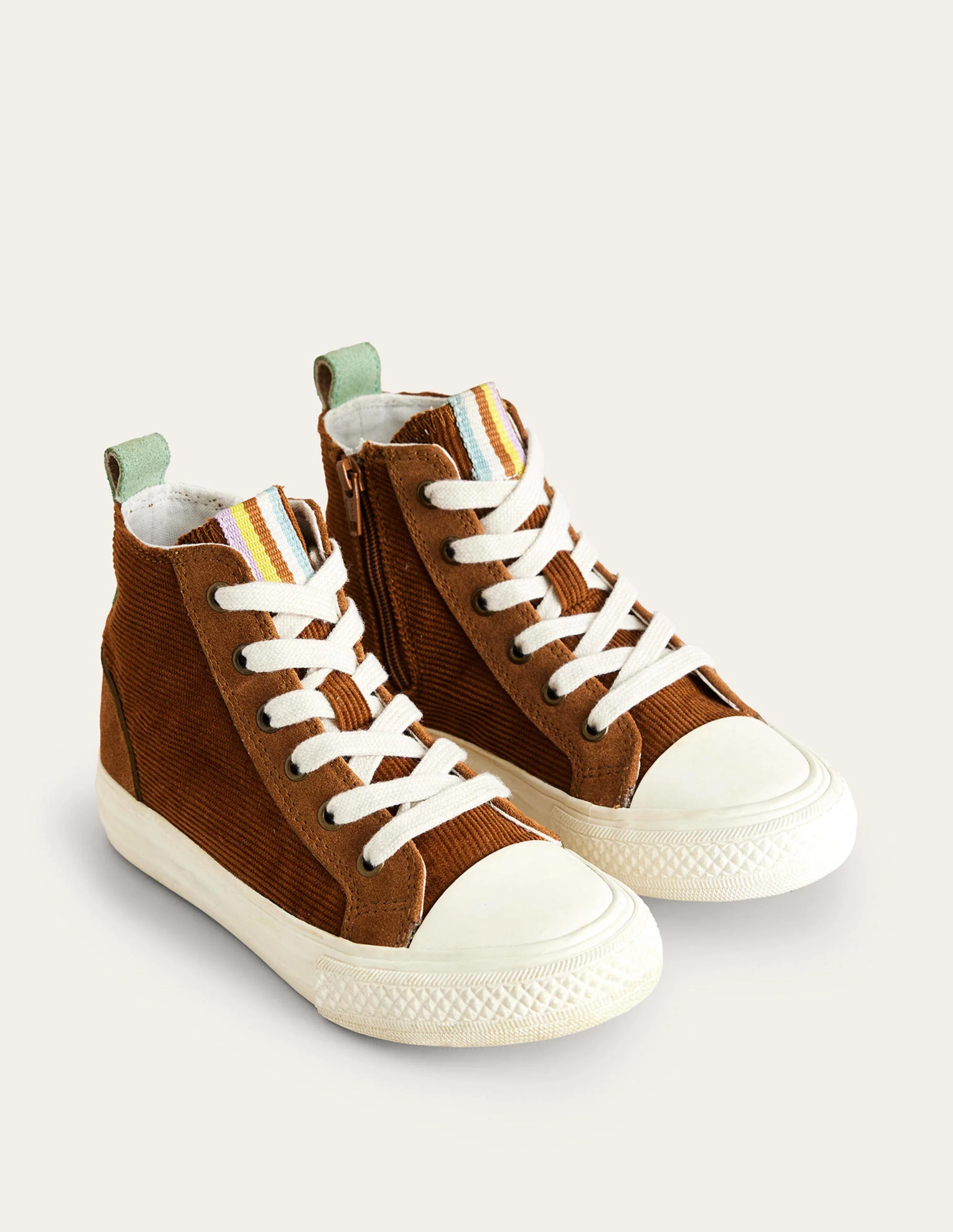 Hochgeschnittene Cord-Sneaker-Braun - Image 2