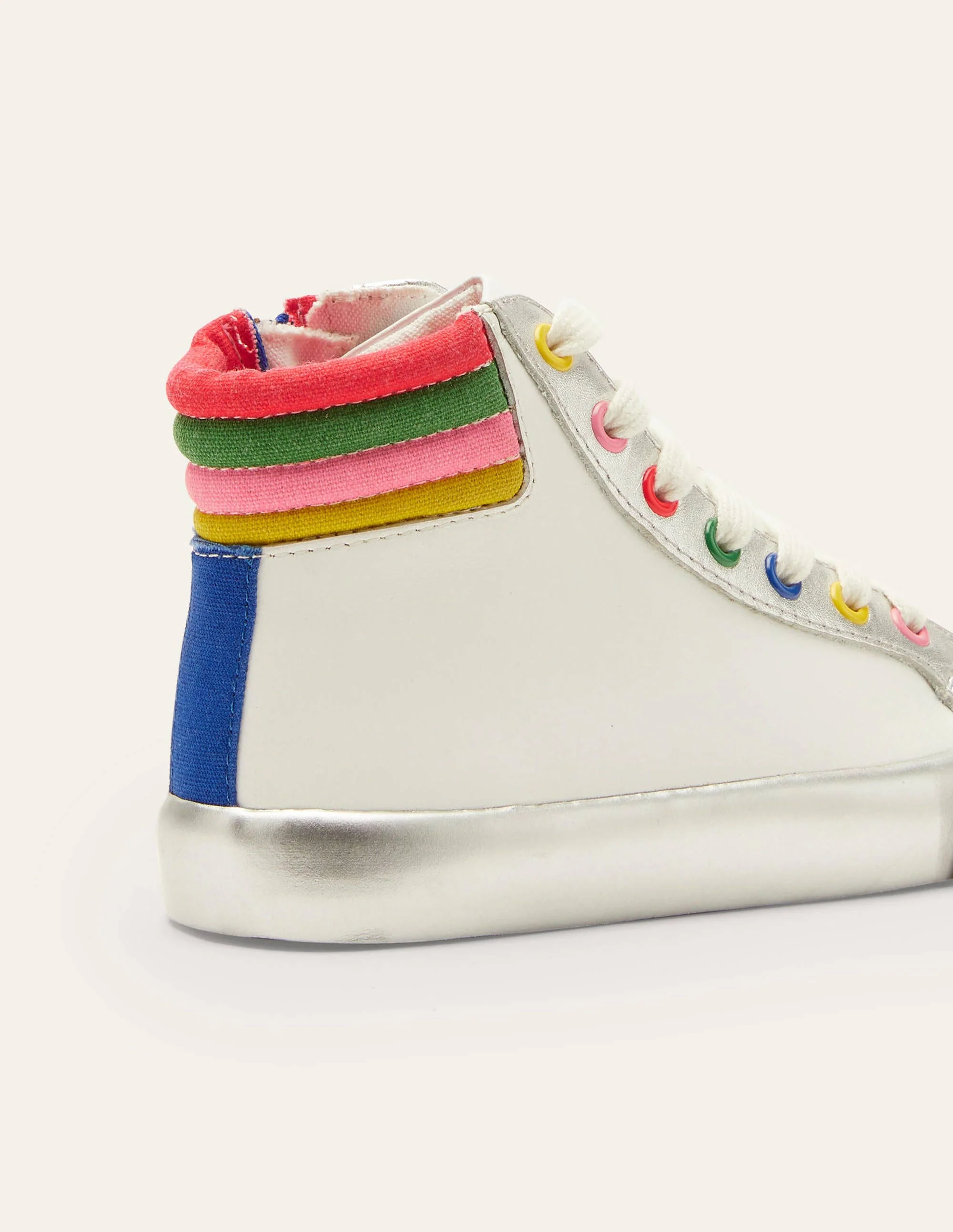 Hochgeschnittene Turnschuhe aus Leder-Weiß, Regenbogen - Image 3