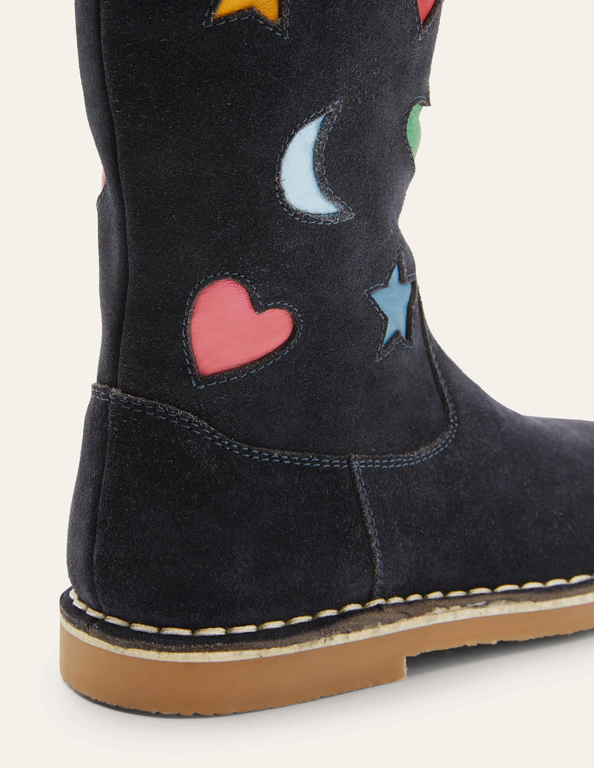 Hohe Stiefel-Navy Veloursleder, Regenbogenfarben - Image 3