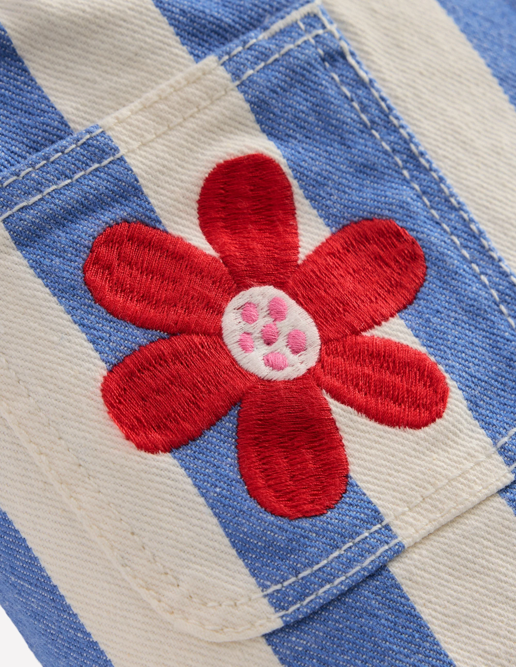 Hose mit aufgesetzten Taschen-Pfauenfederblau/Naturweiß - Image 3