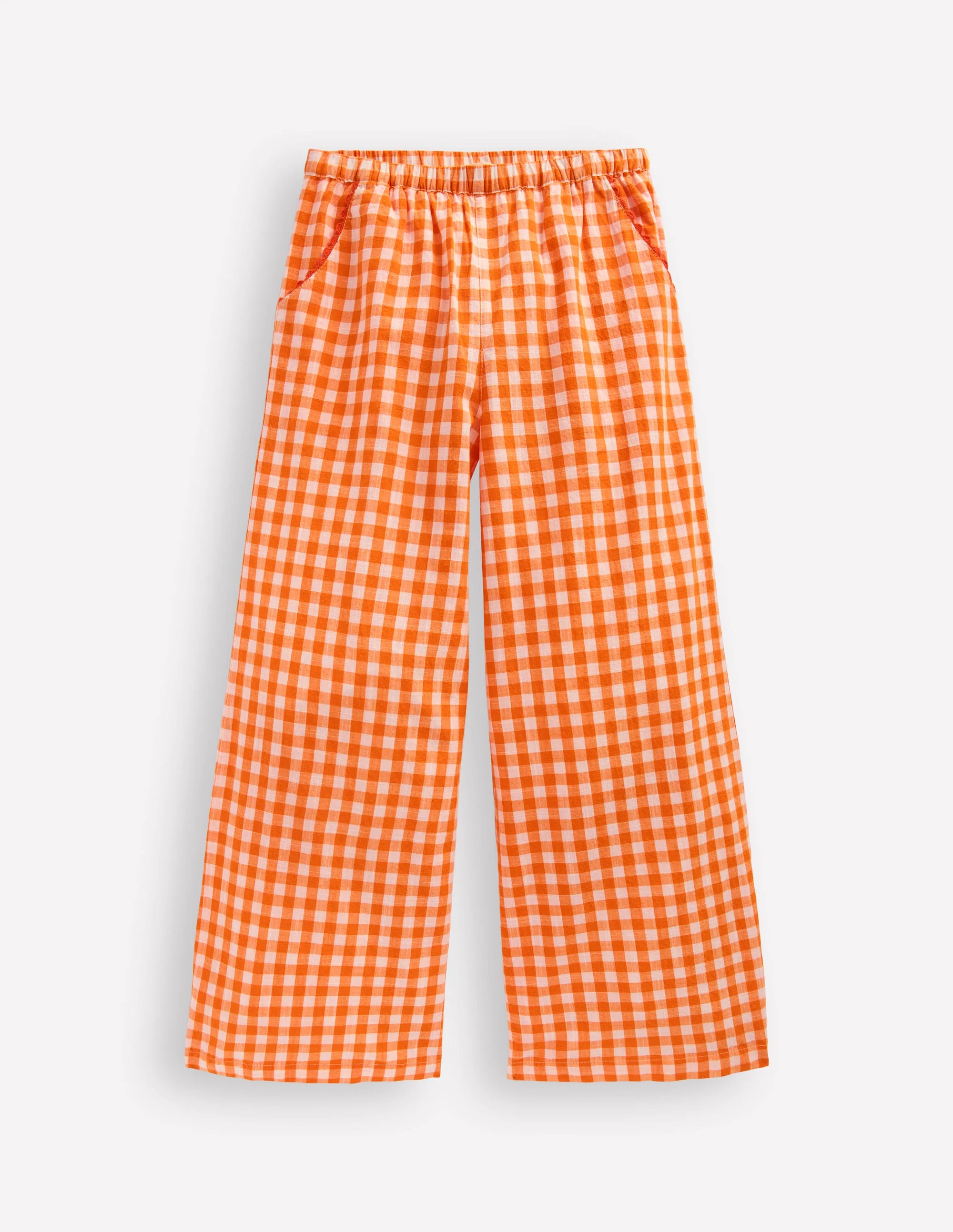 Hose mit weitem Bein-Orange/Naturweiß Vichykaro