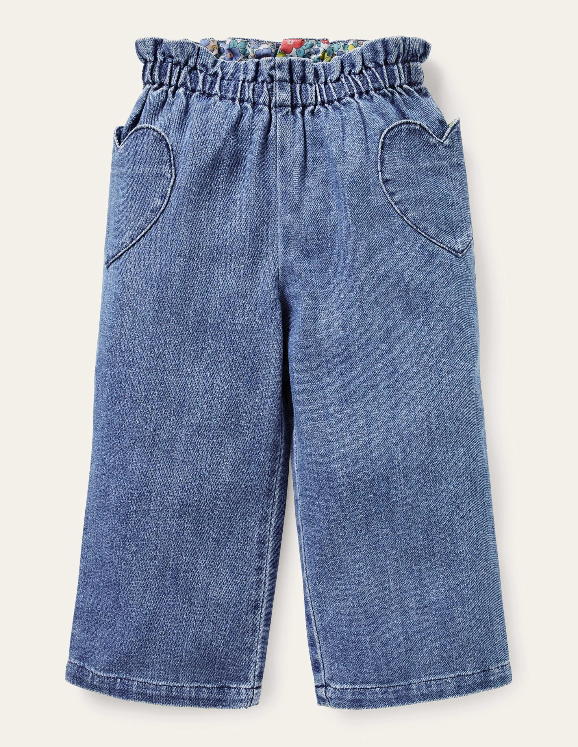 Hose zum Hineinschlüpfen mit weitem Bein-Mittleres Vintageblau, Denim