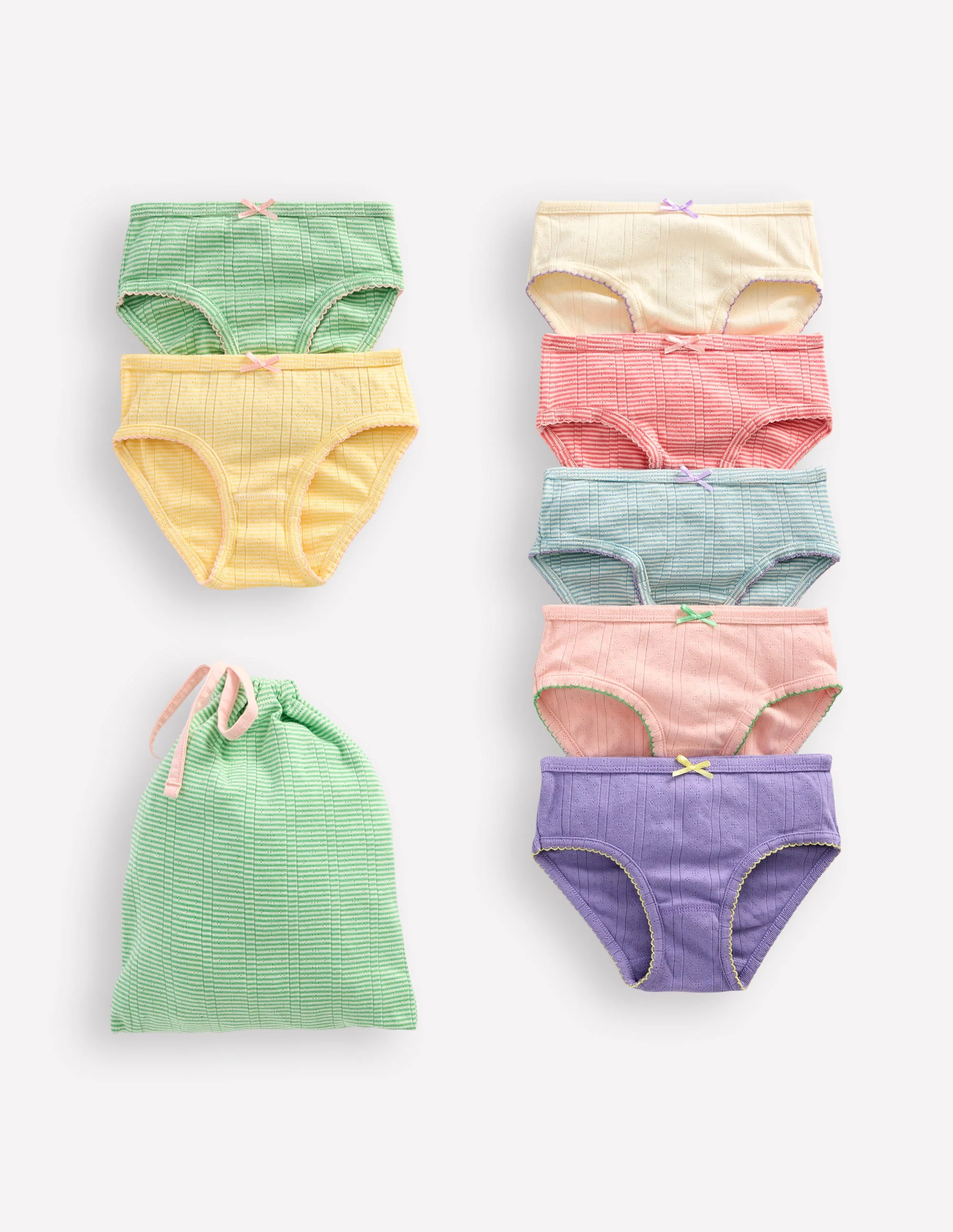 Hosen im 7er-Pack-Pointelle-Streifen