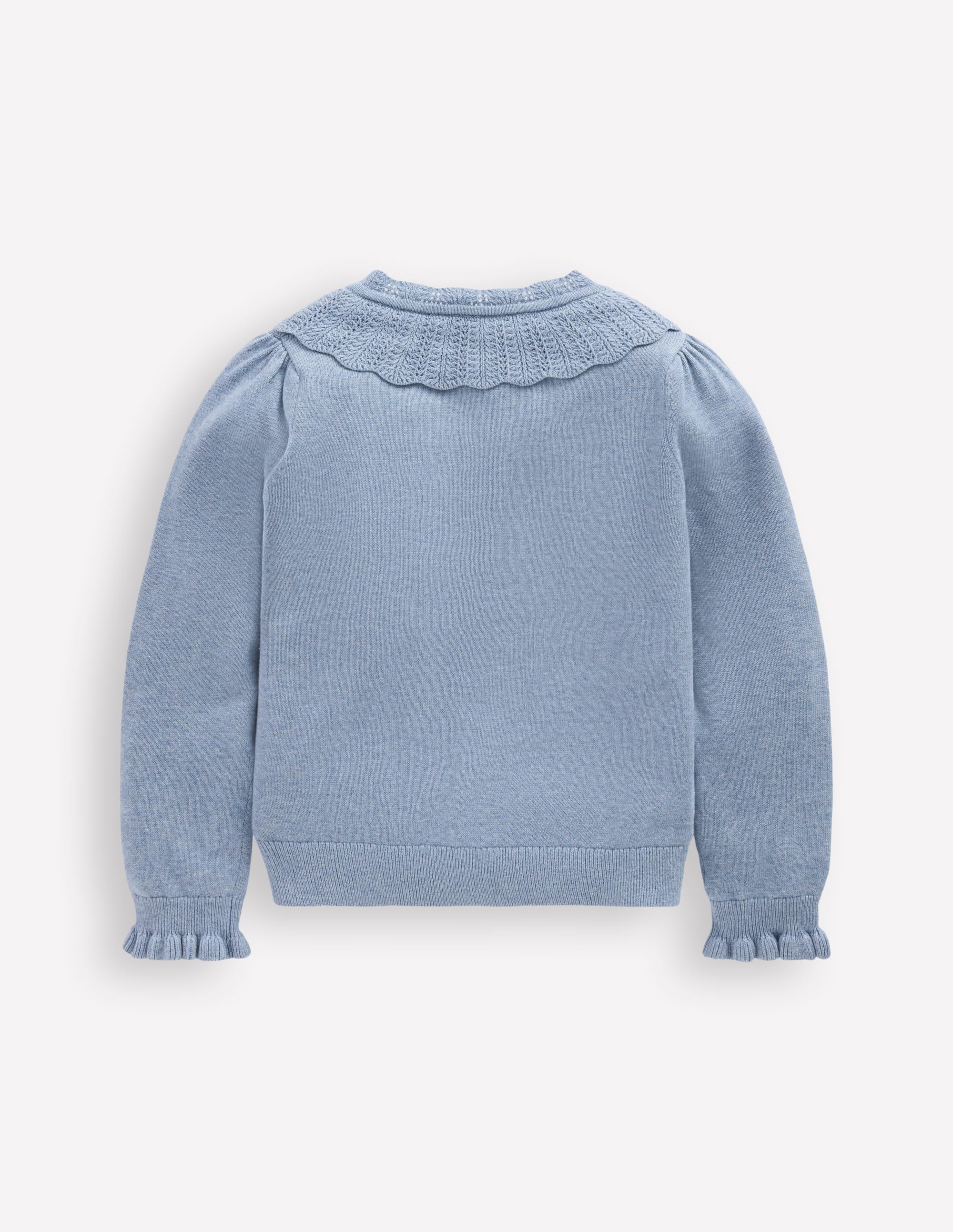 Hübsche Strickjacke mit Rüschen-Gletscherblau Meliert - Image 2