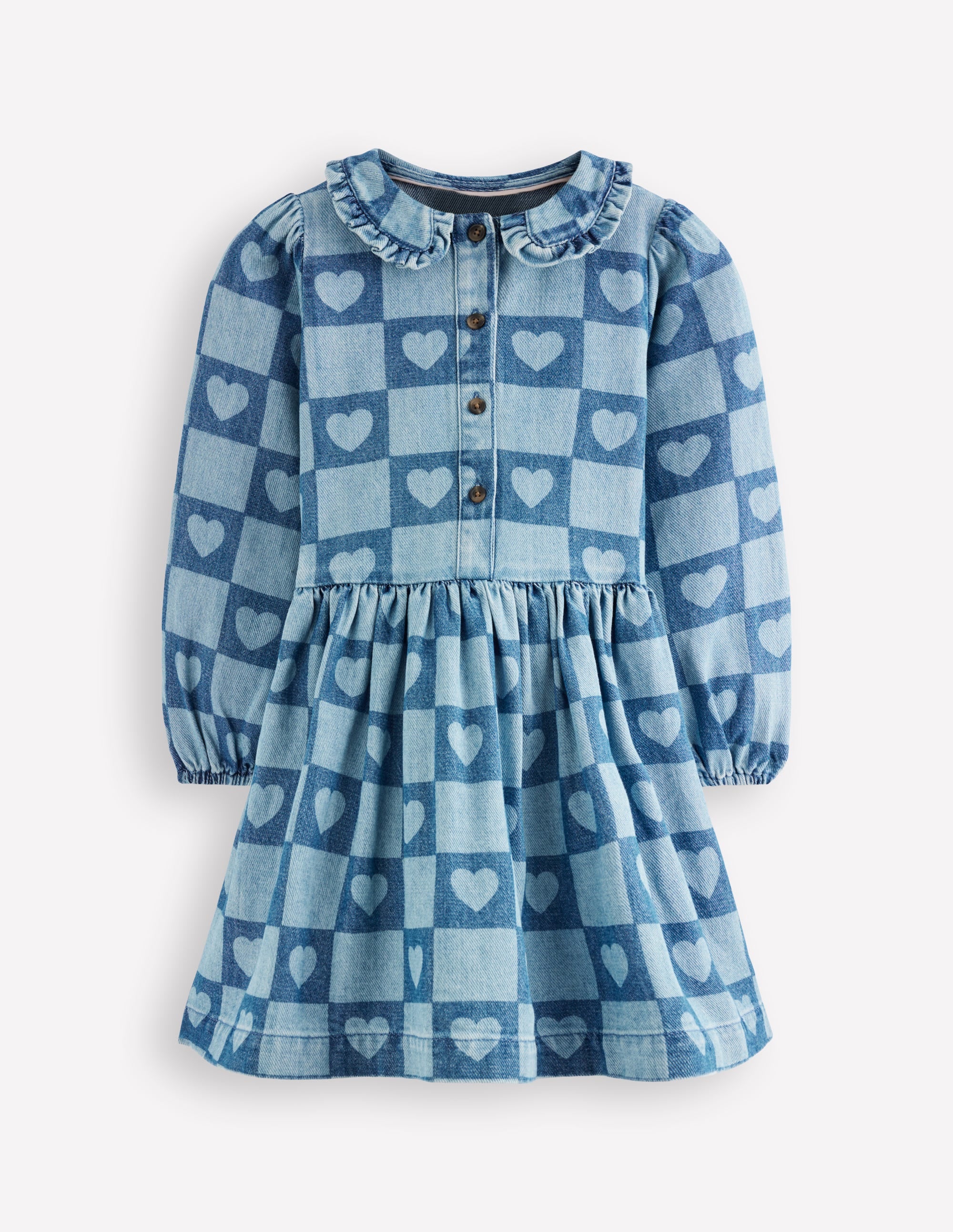 Hübsches Hemdblusenkleid-Denim Herzstempel