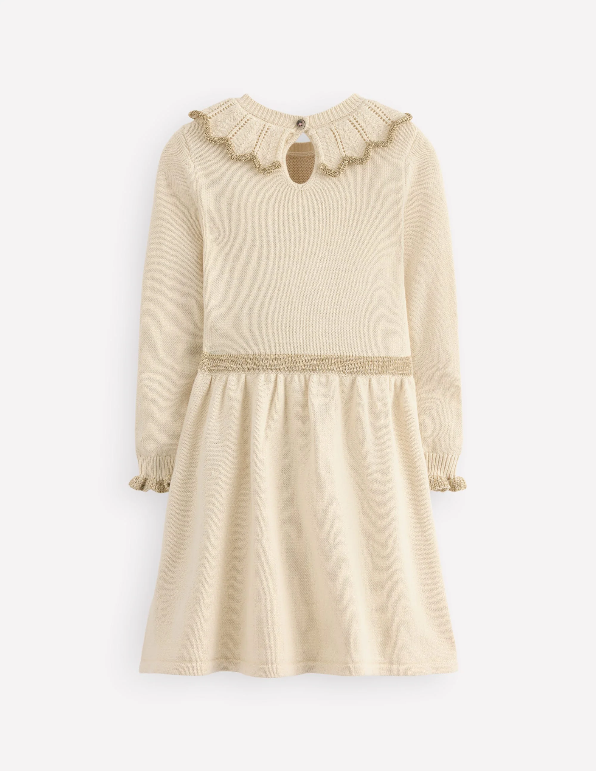 Hübsches Strickkleid mit Kragen-Sanftes Naturweiß - Image 2