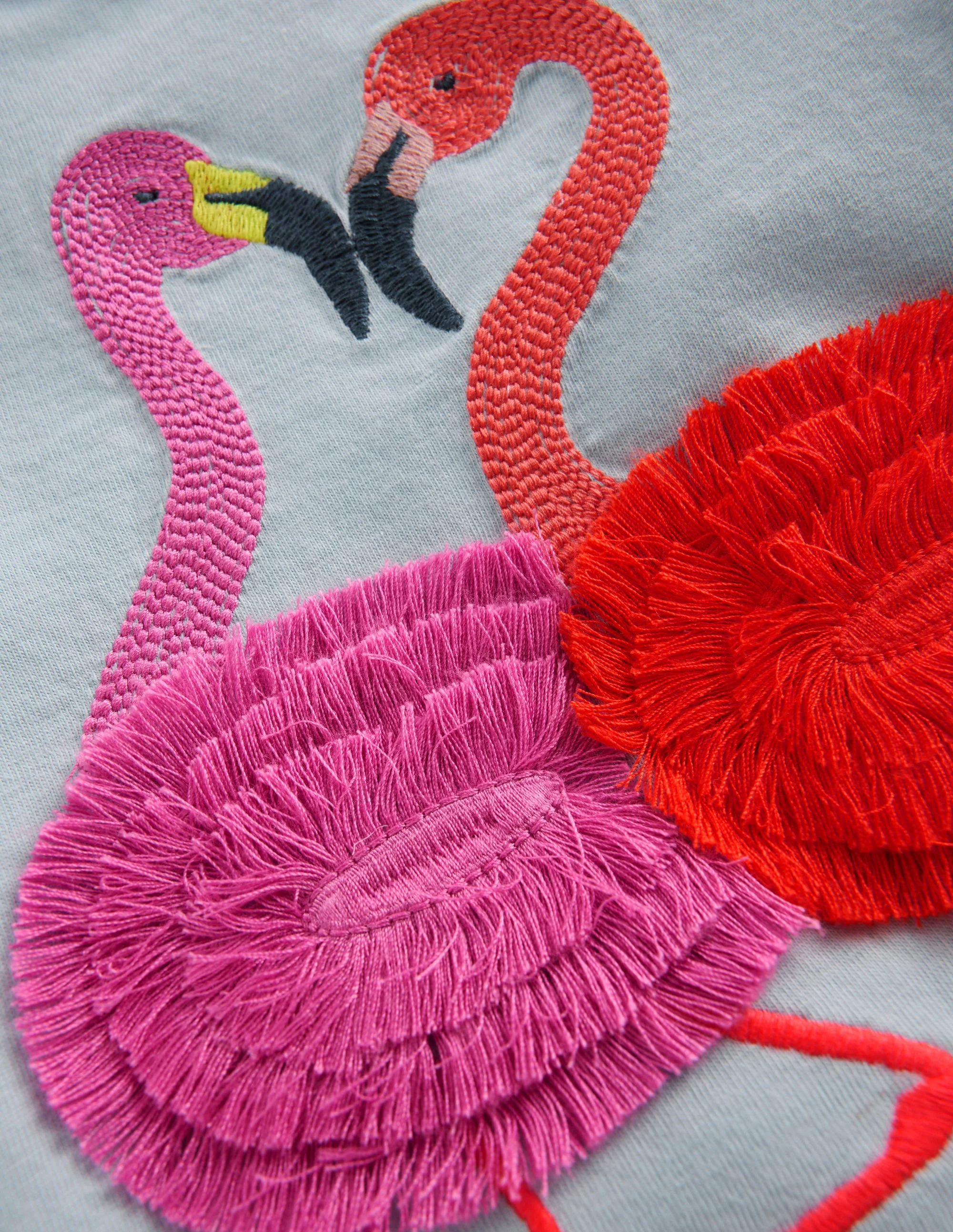 Hübsches T-Shirt mit Rüschen-Nebelblau Flamingos - Image 3