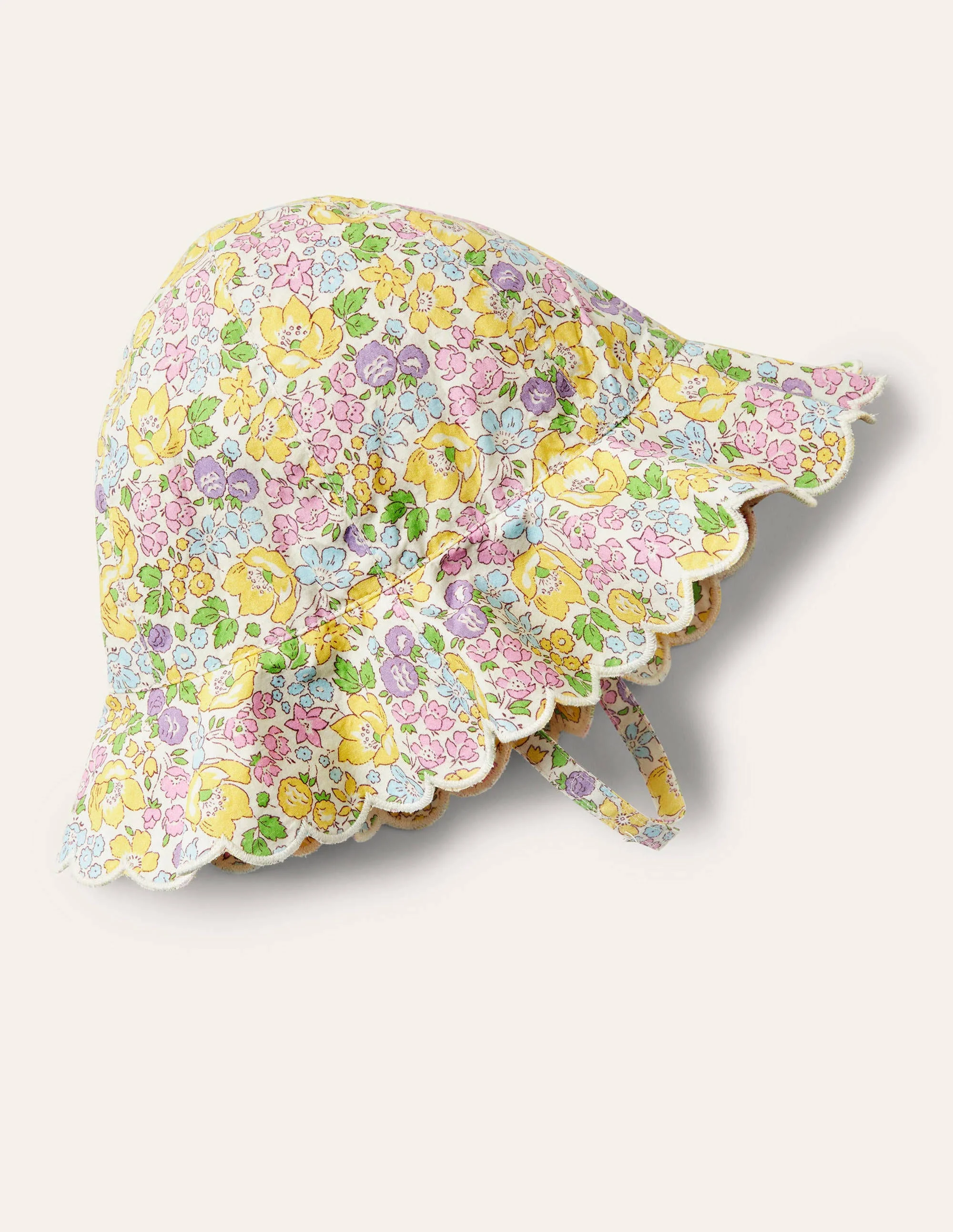 Hut mit breiter, gewellter Krempe-Blumenmuster