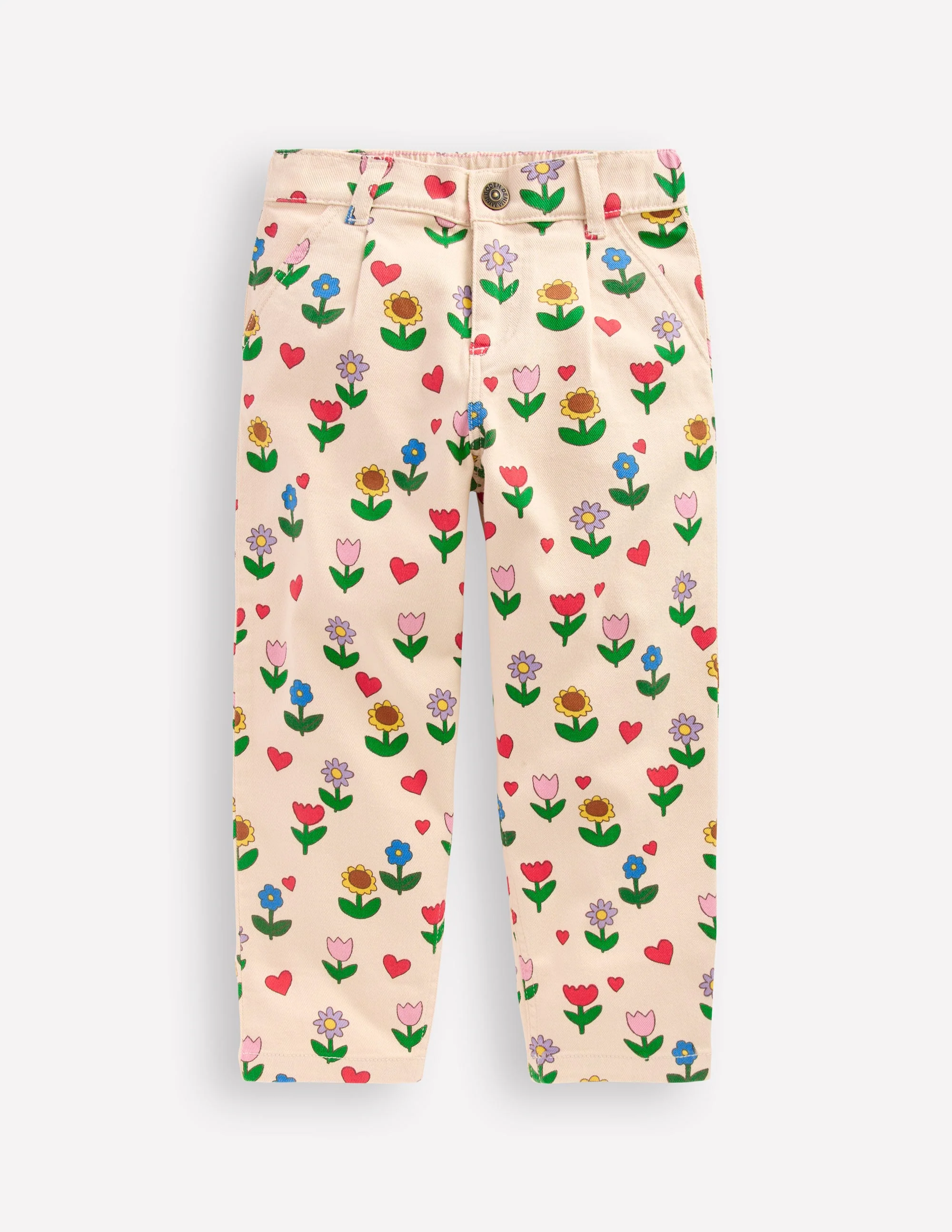 Jeans mit Faltendetail-Naturweiß Sonnenblumen Garten - Image 4