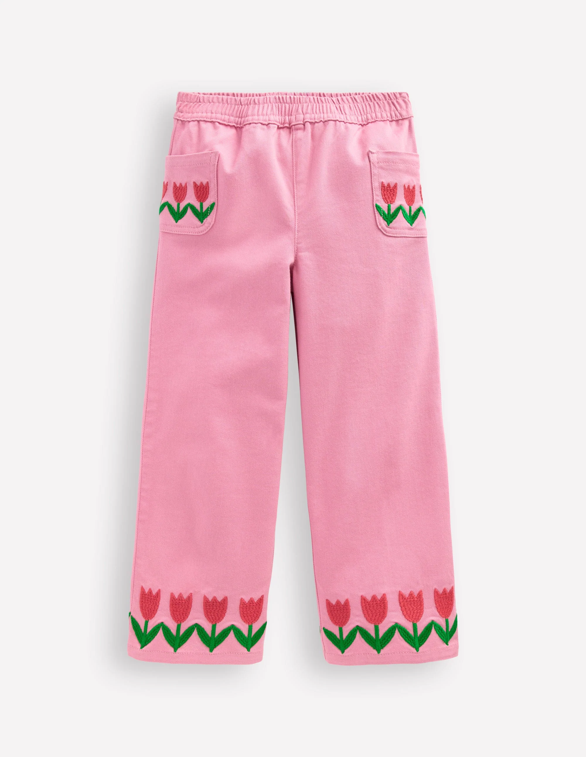 Jeans mit weitem Bein zum Hineinschlüpfen-Rosa Tulpen - Image 4