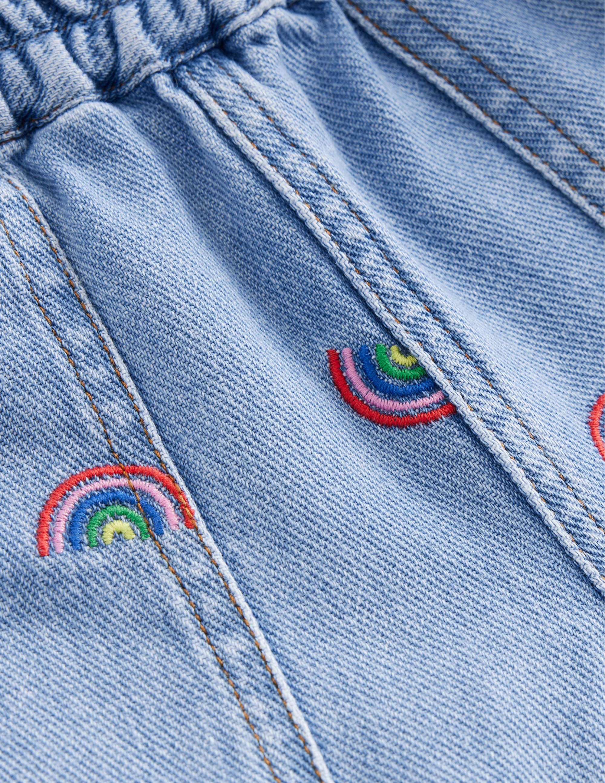 Jeanshose zum Hineinschlüpfen-Verstreuter Regenbogen Stickerei - Image 3