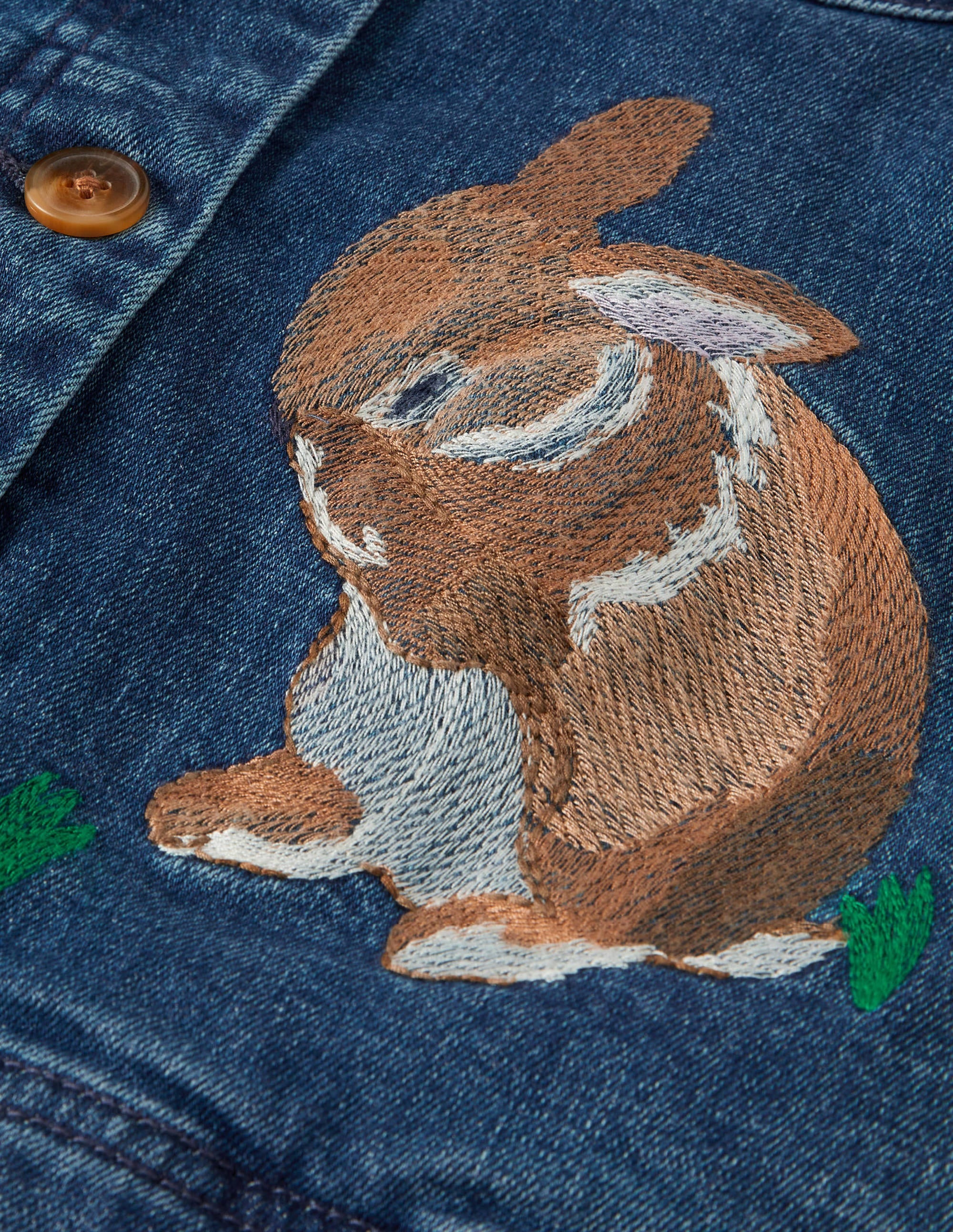 Jeansjacke mit Stickerei-Mittleres Vintageblau, Häschen - Image 3