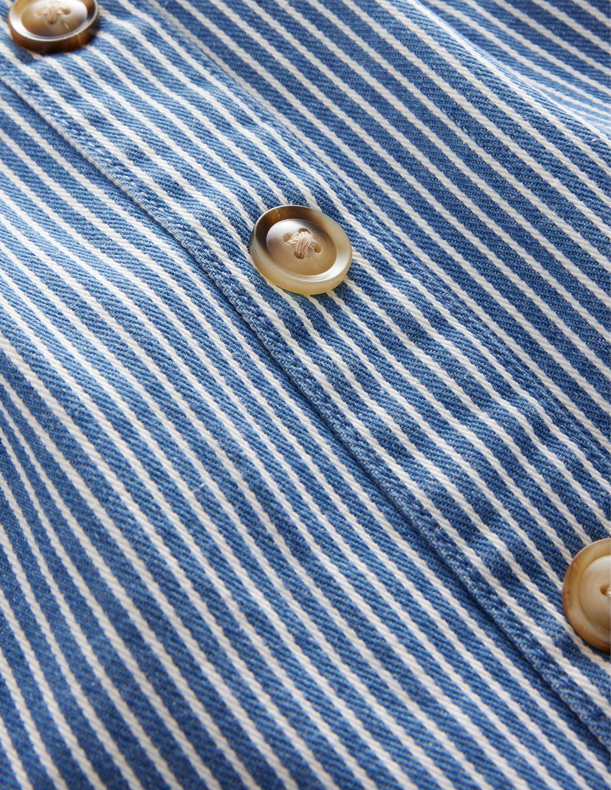 Jeansrock mit Knopfleiste-Indigoblau, Feine Streifen - Image 3