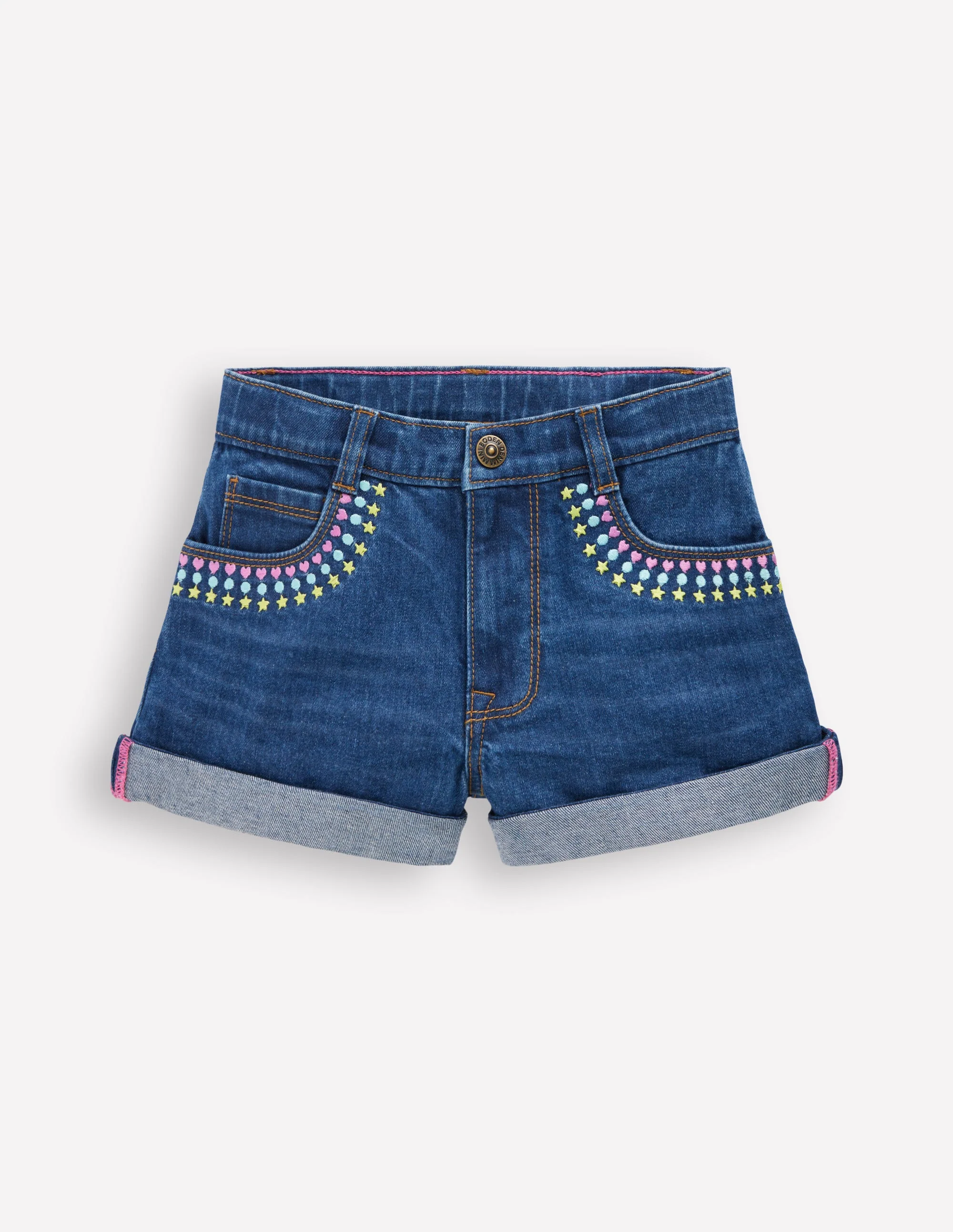 Jeansshorts-Medium Vintage Bestickt