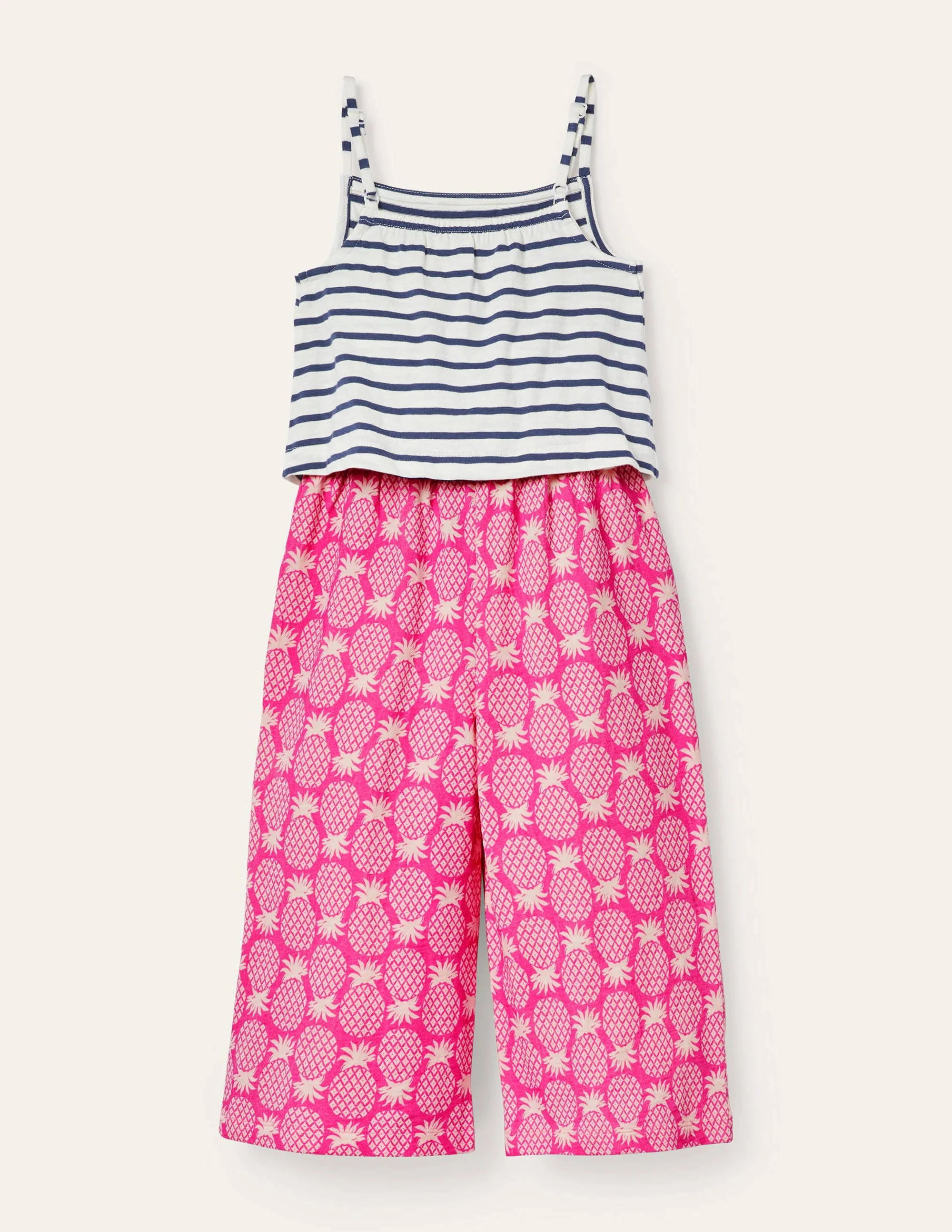 Jersey-Jumpsuit mit Knotendetail-Pink, Geometrisches Ananasmuster - Image 2