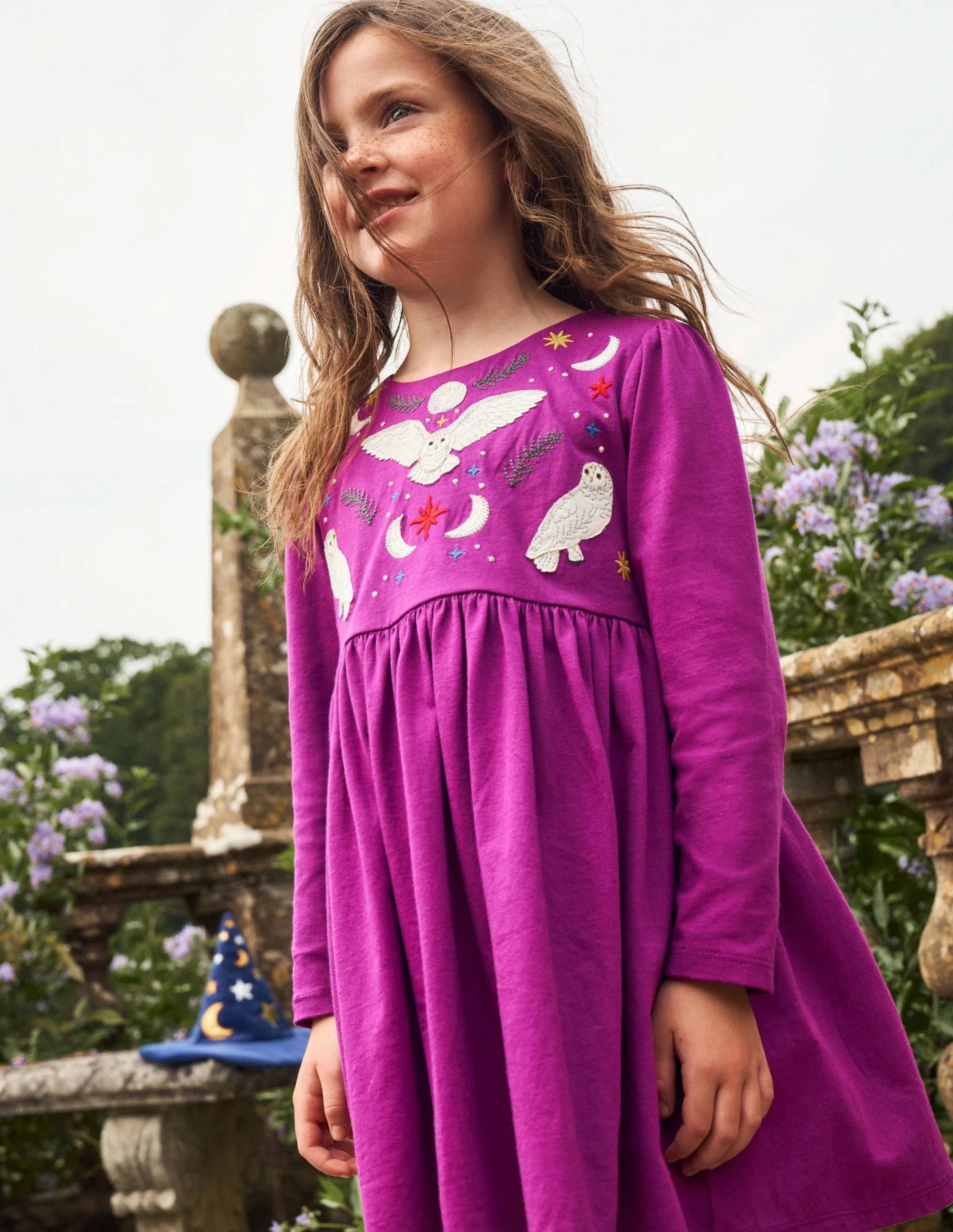 Jersey-Kleid mit Applikation-Chrysanthemen-Lila - Image 4