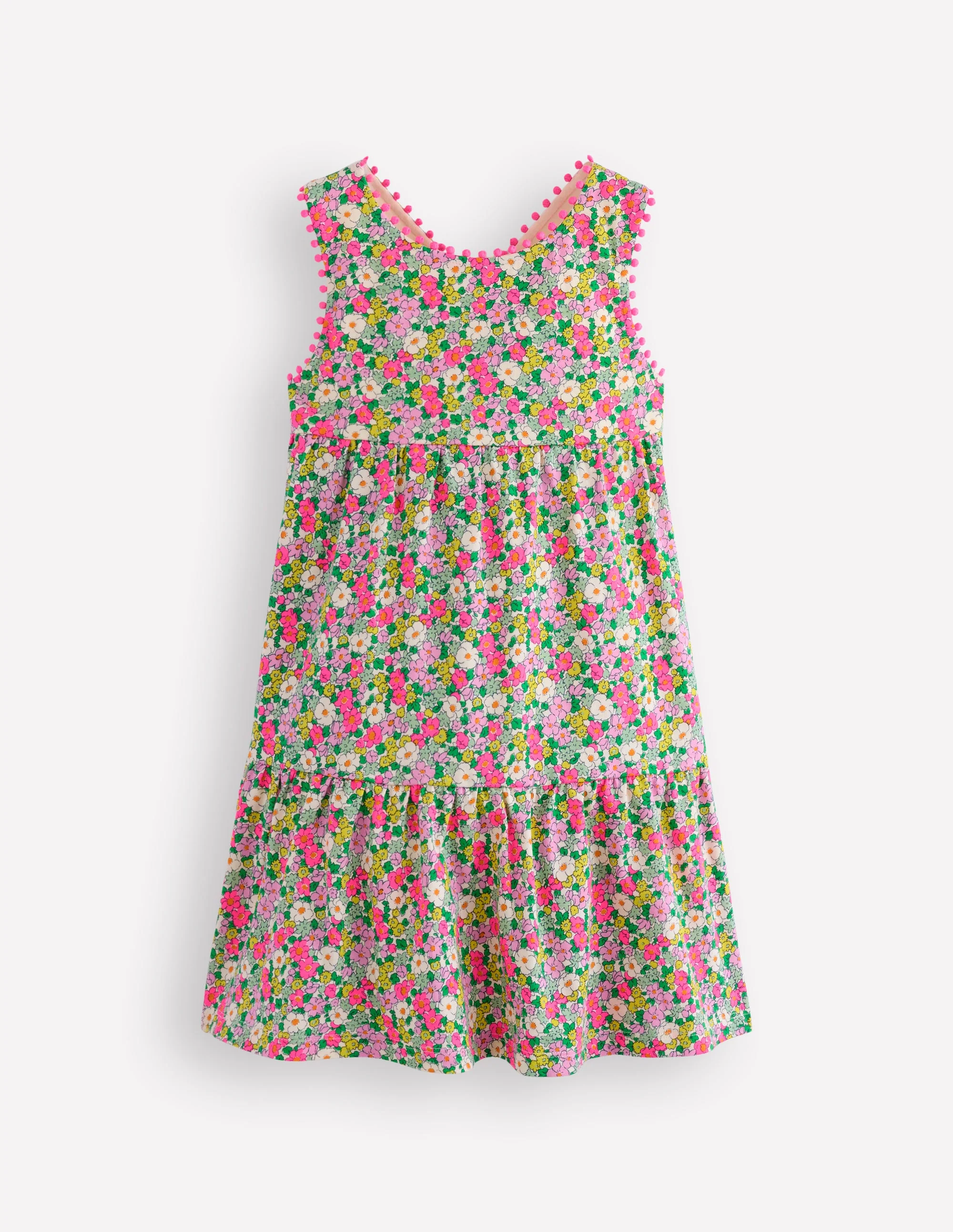 Jersey-Kleid mit gekreuzten Rückenträgern-Filigranes Blumenmuster