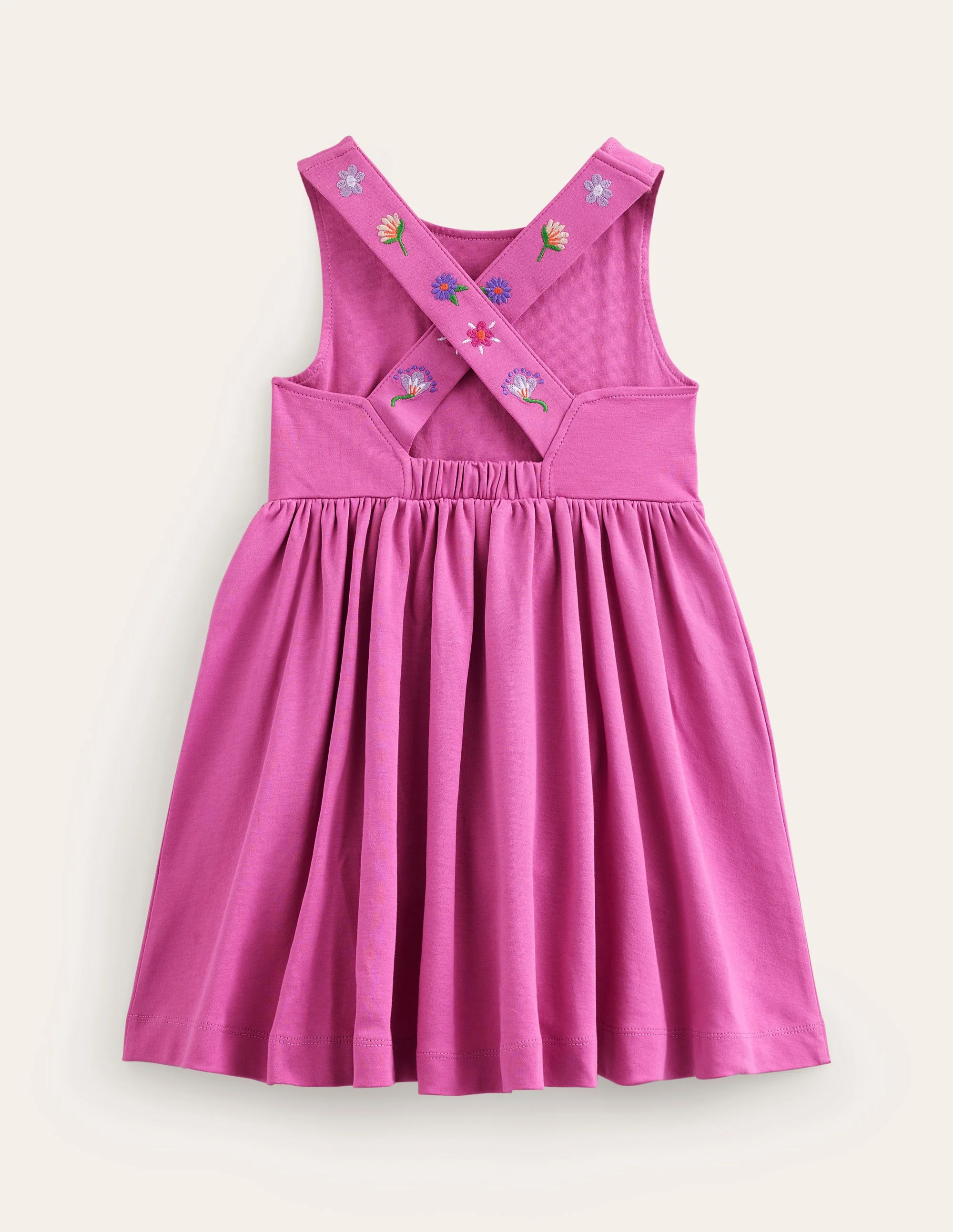 Jersey-Kleid mit gekreuzten Rückenträgern-Lachsrosa Stickerei - Image 2