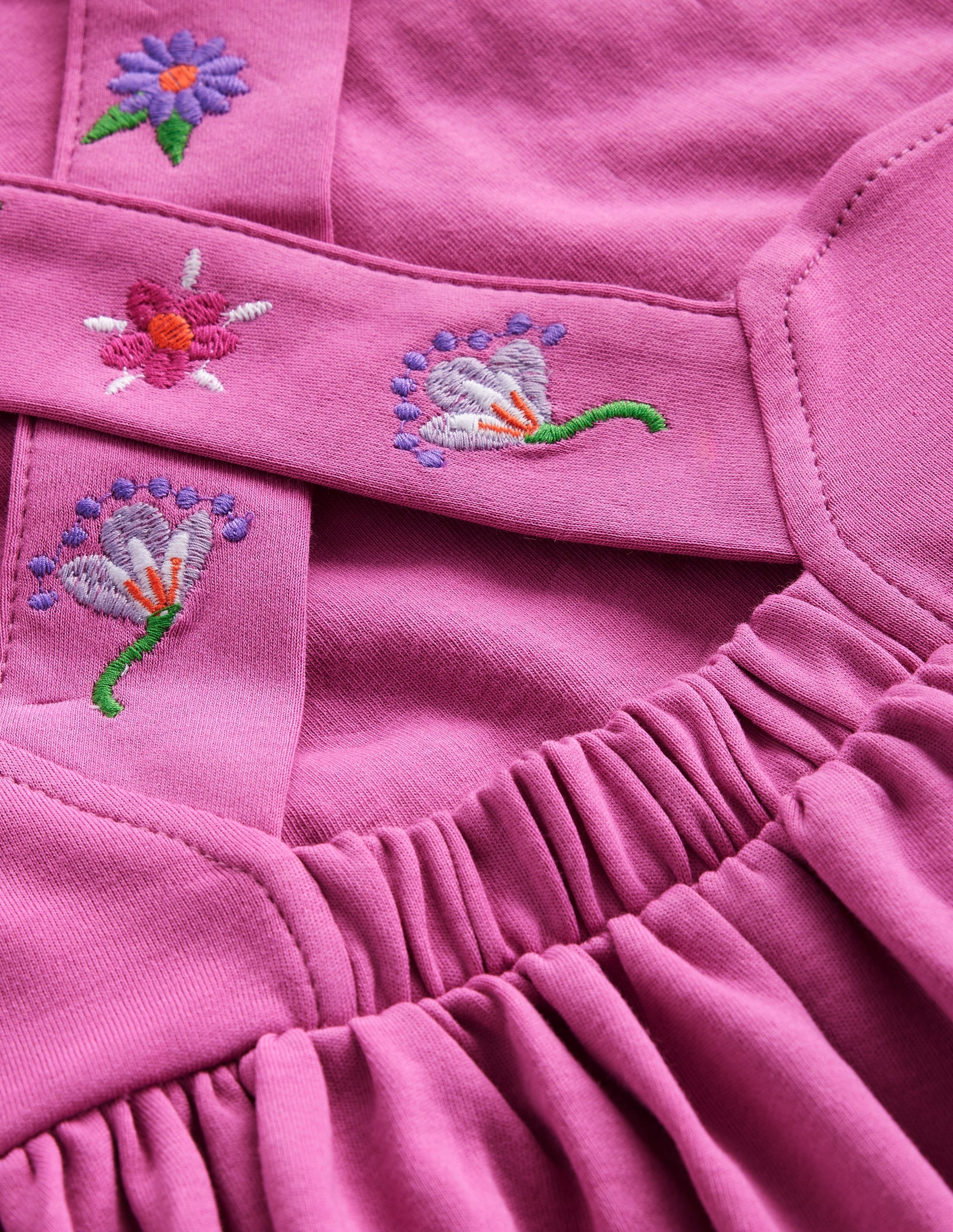 Jersey-Kleid mit gekreuzten Rückenträgern-Lachsrosa Stickerei - Image 3