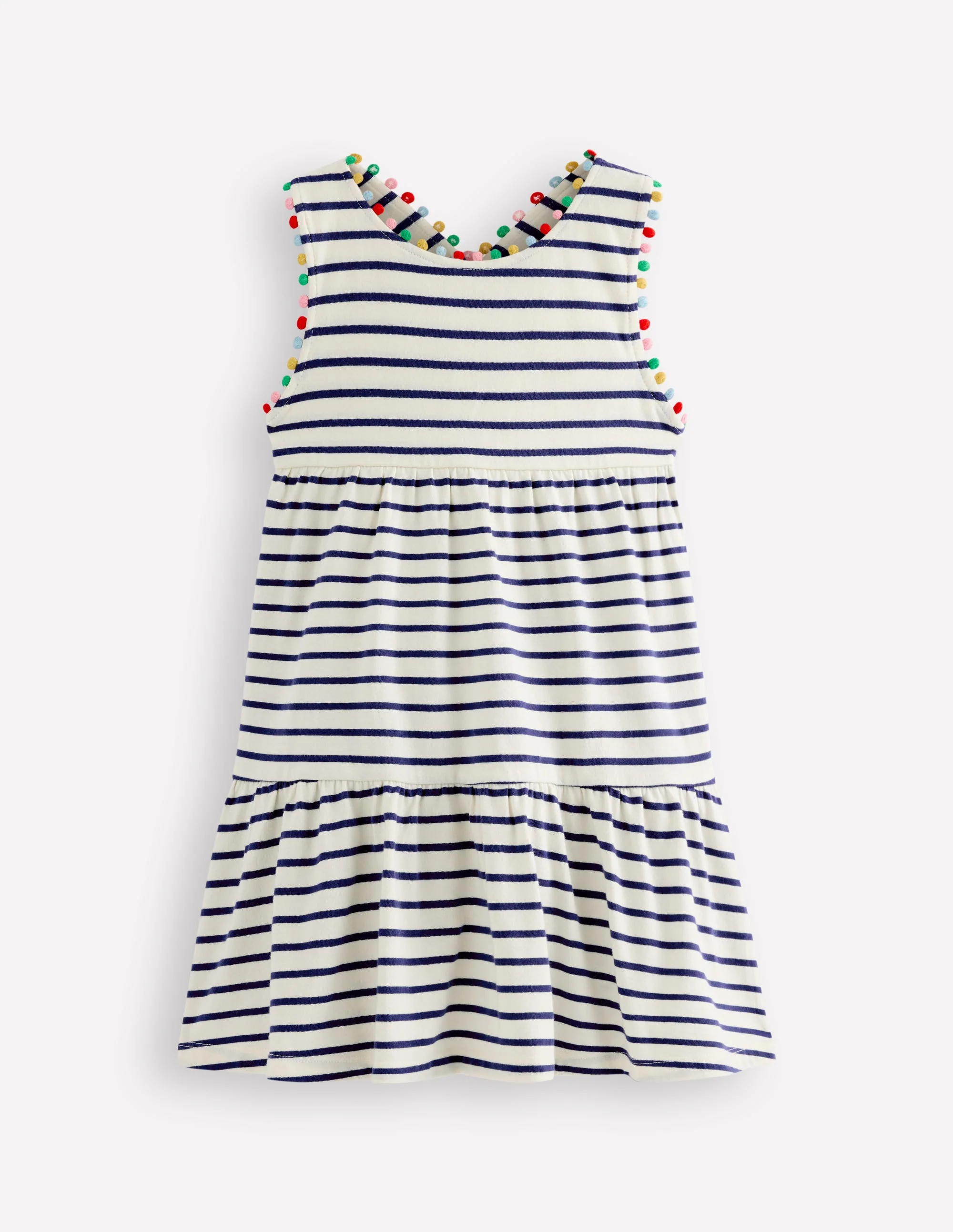 Jersey-Kleid mit gekreuzten Rückenträgern-Steuerbordblau Streifen