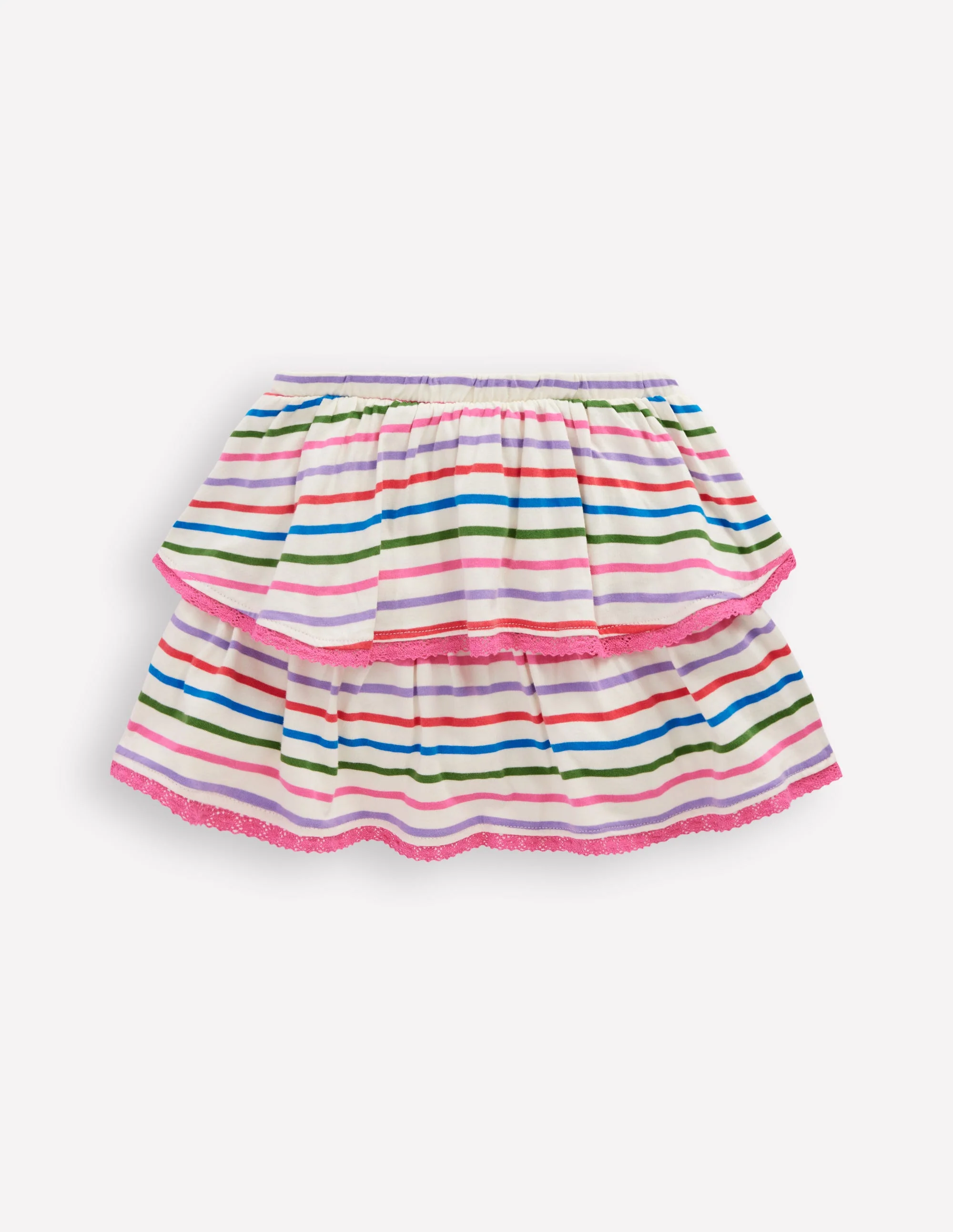 Jersey-Skort mit Rüschen-Ackerbohnengrün/Pink, Gestreift - Image 2